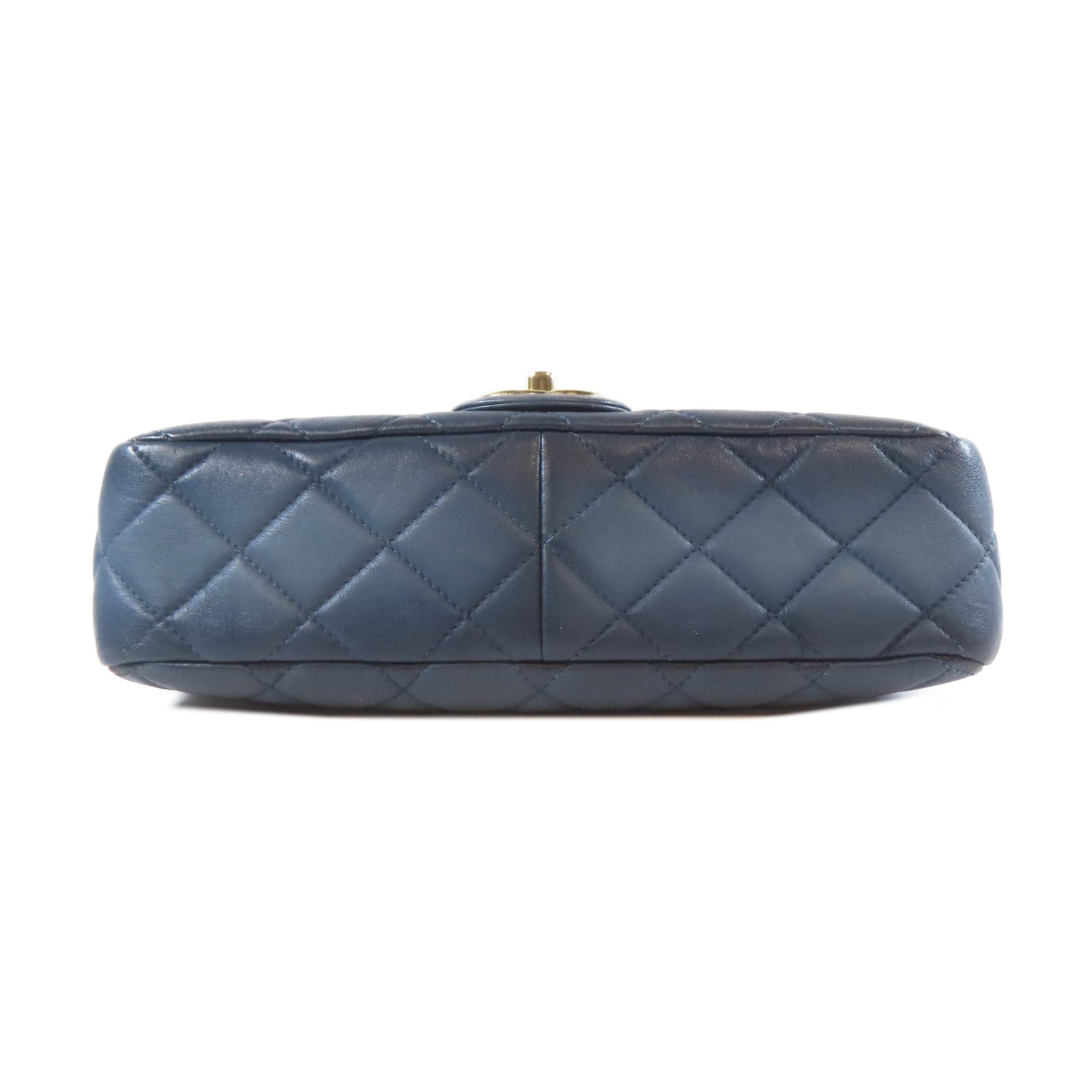 CHANEL 菱格牛皮皮革Shoulder Bag金扣鏈帶肩背袋藍色
