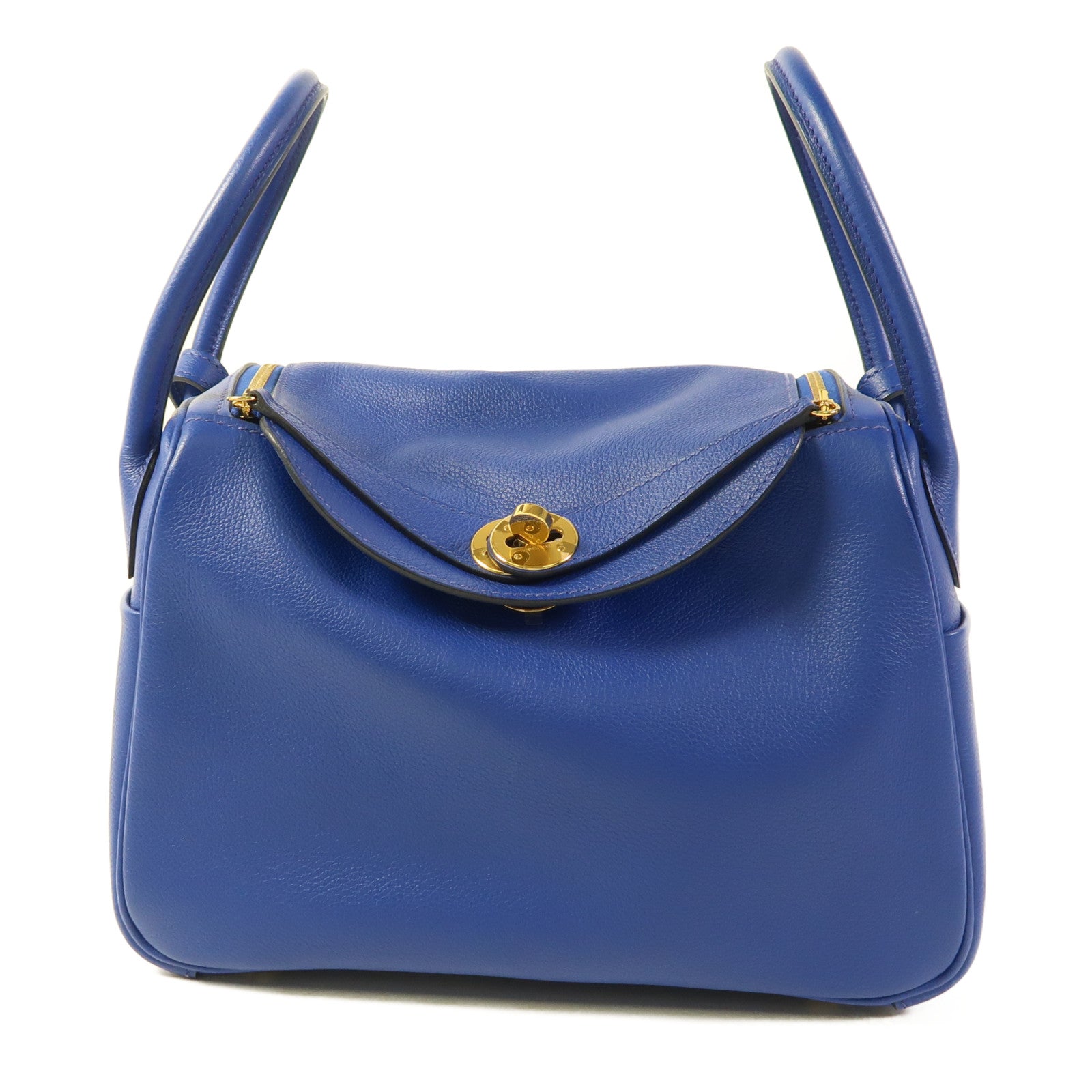 HERMES【激減優惠】 Evercolor皮革Lindy 26金扣手挽肩背兩用袋Bleu Royal