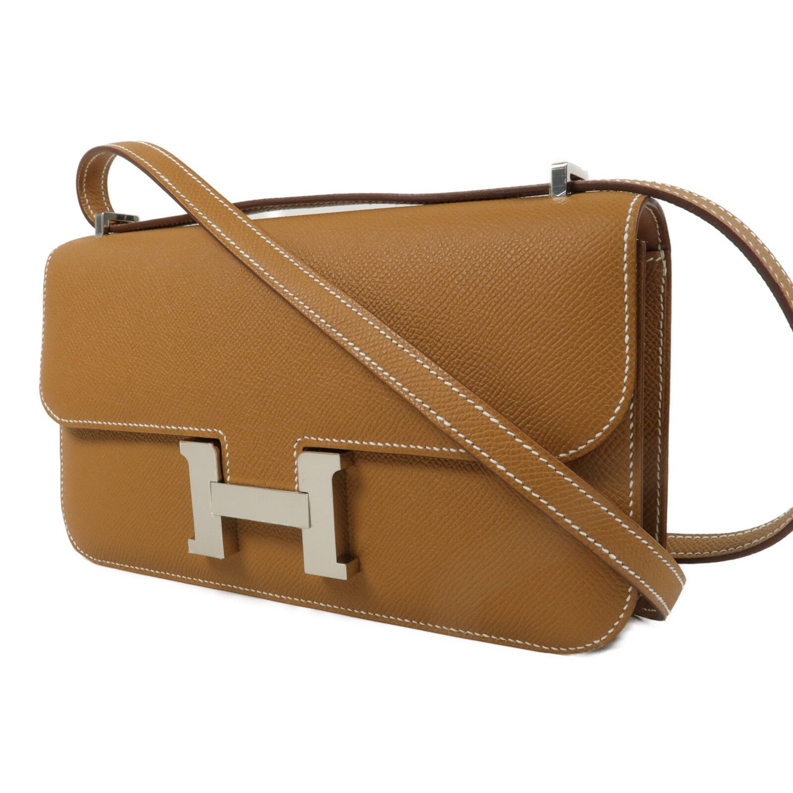 HERMES Epsom皮革Constance Elan肩背袋Gold
