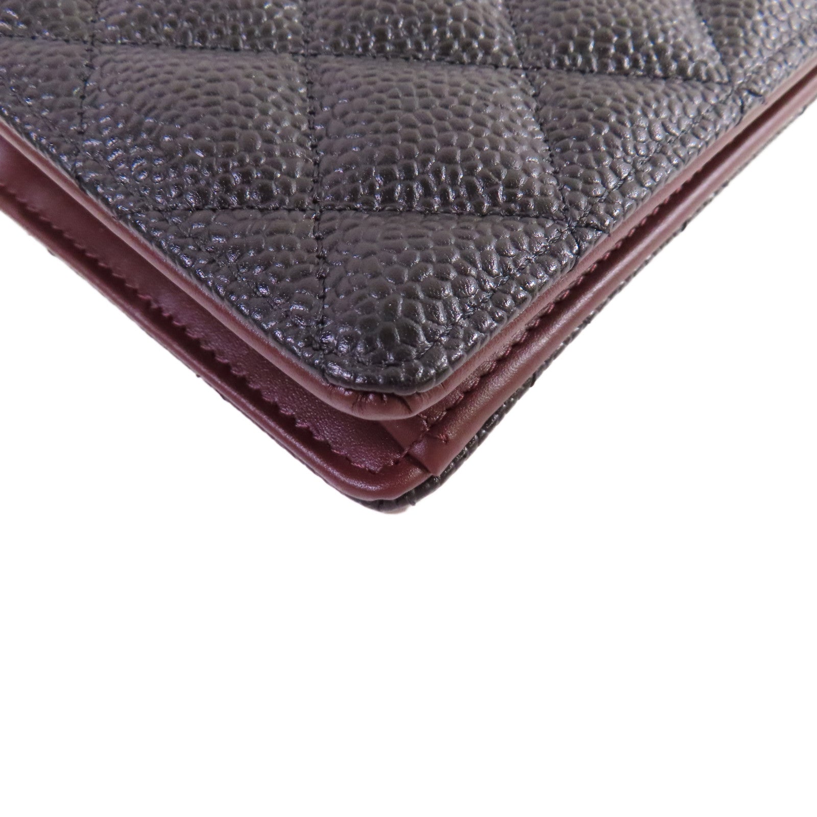 CHANEL 菱格Caviar皮革Long Wallet金扣長錢包黑色
