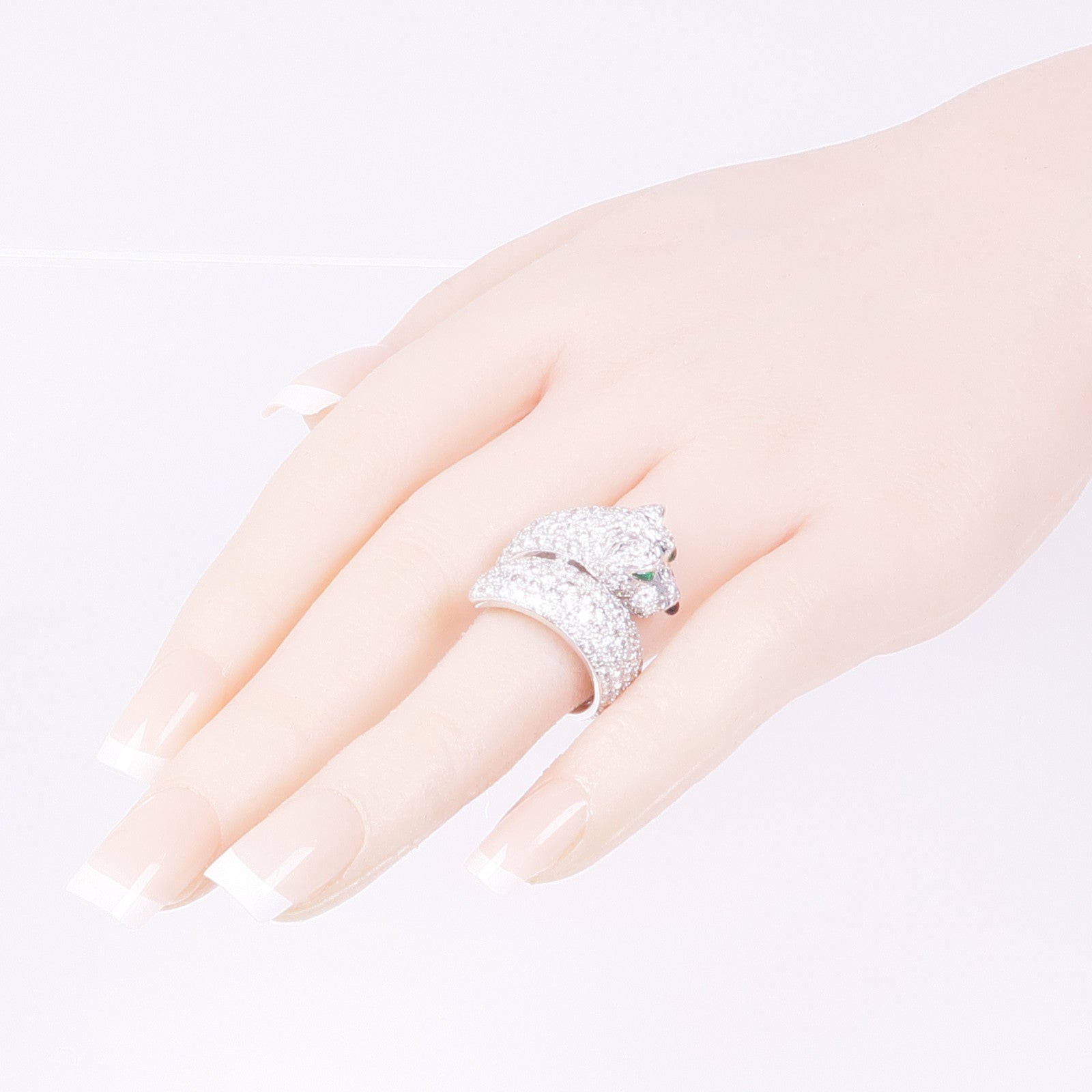 JEWELRY PT900鉑金Emerald Diamond Ring綠寶石/鑽石戒指US#5.5
