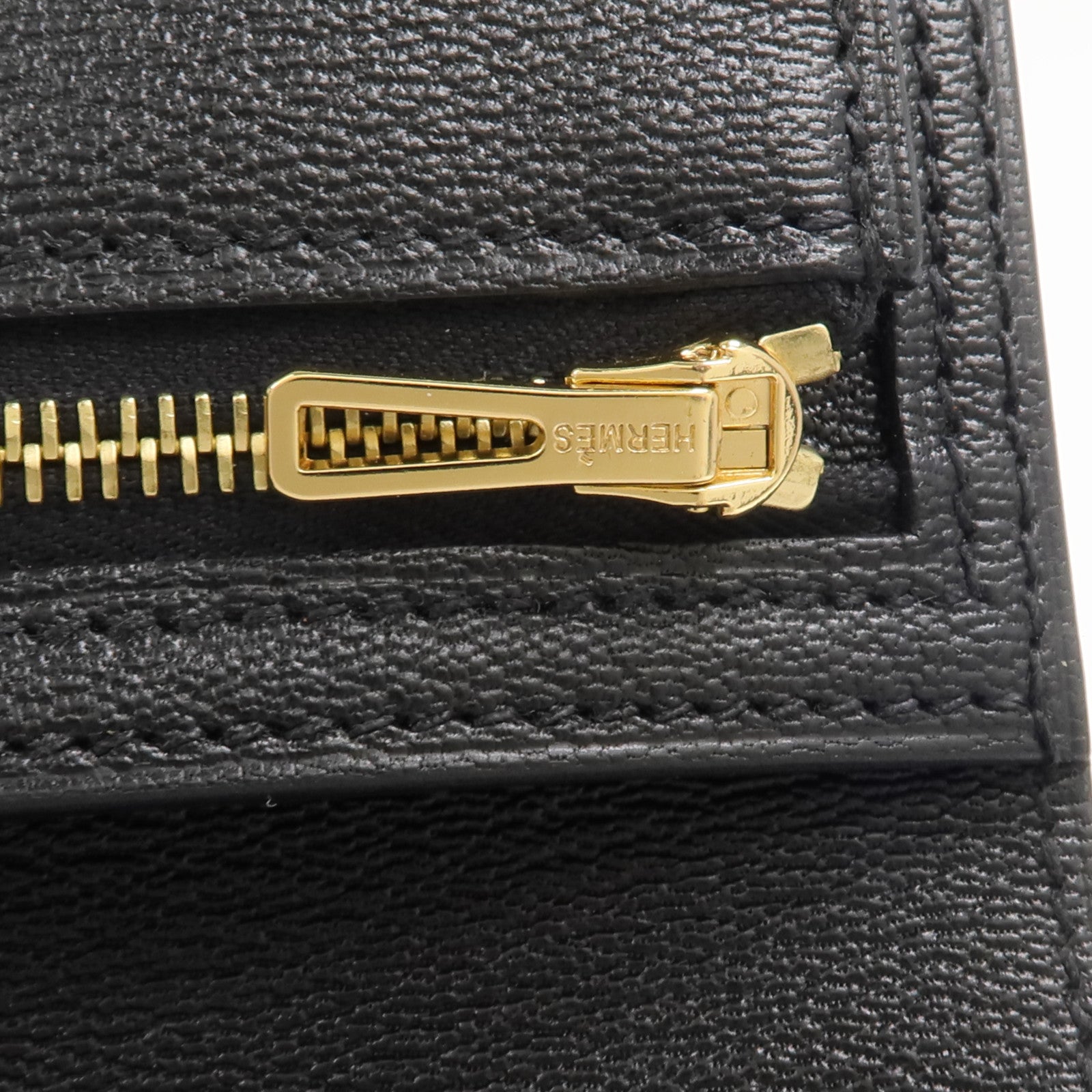 HERMES Alligator皮革/Chevre皮革Bearn Compact Wallet錢包Noir