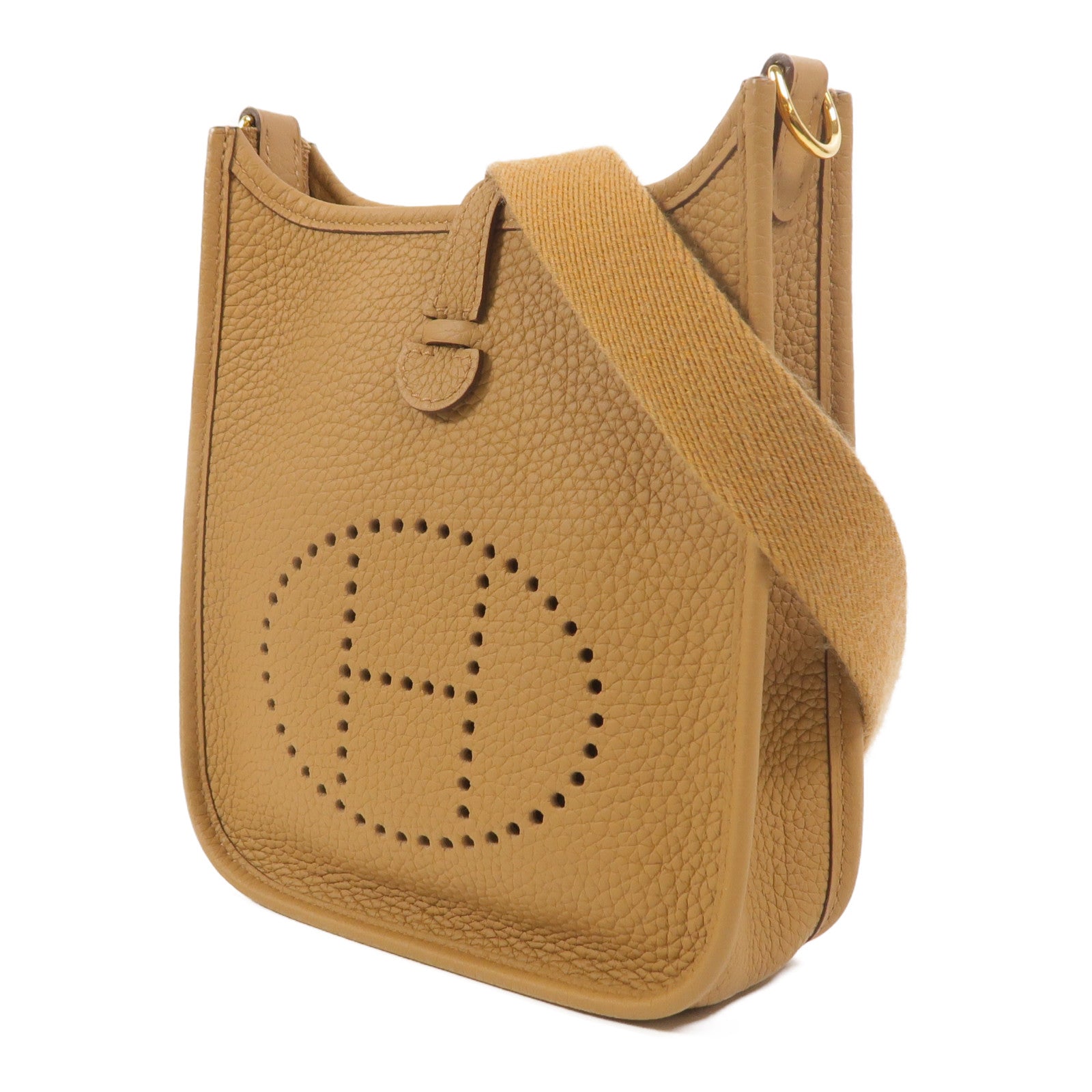 HERMES Clemence皮革Evelyne TPM肩背袋Biscuit