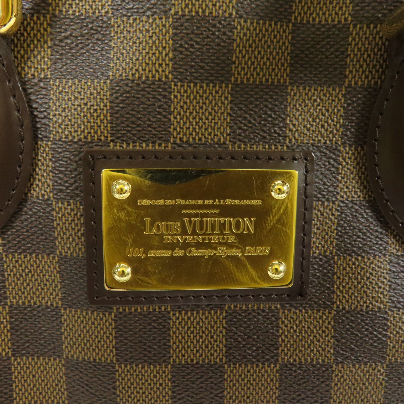 LOUIS VUITTON Damier Hampstead PM金扣手挽袋