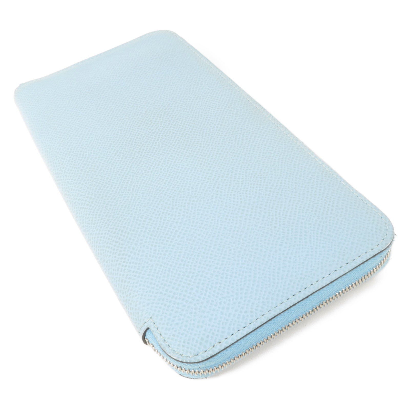 HERMES Epsom皮革Silk In Long Wallet長錢包Celeste