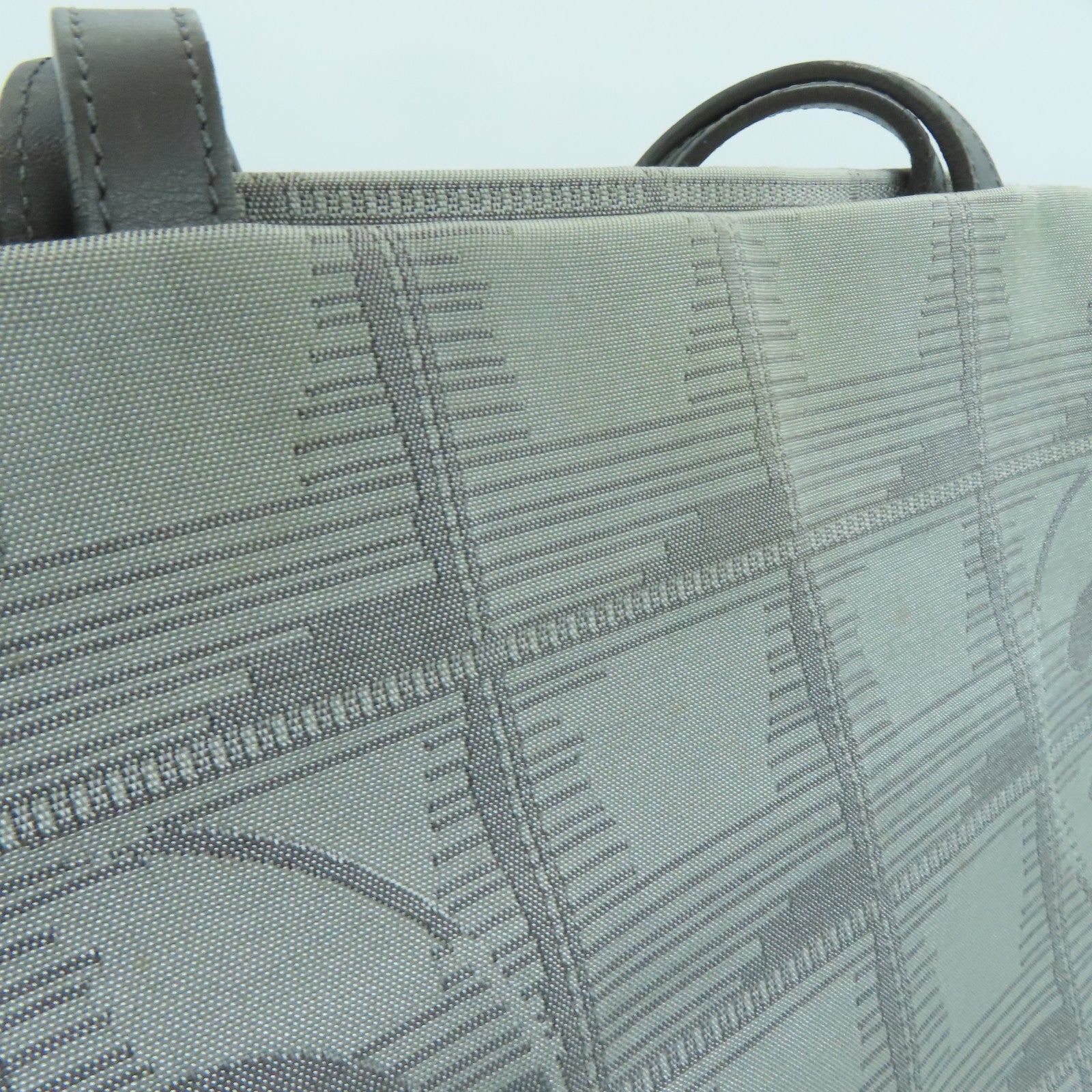 CHANEL Nylon New Travel Line Silver Buckle Hand Bag / Shoulder Bag Gray