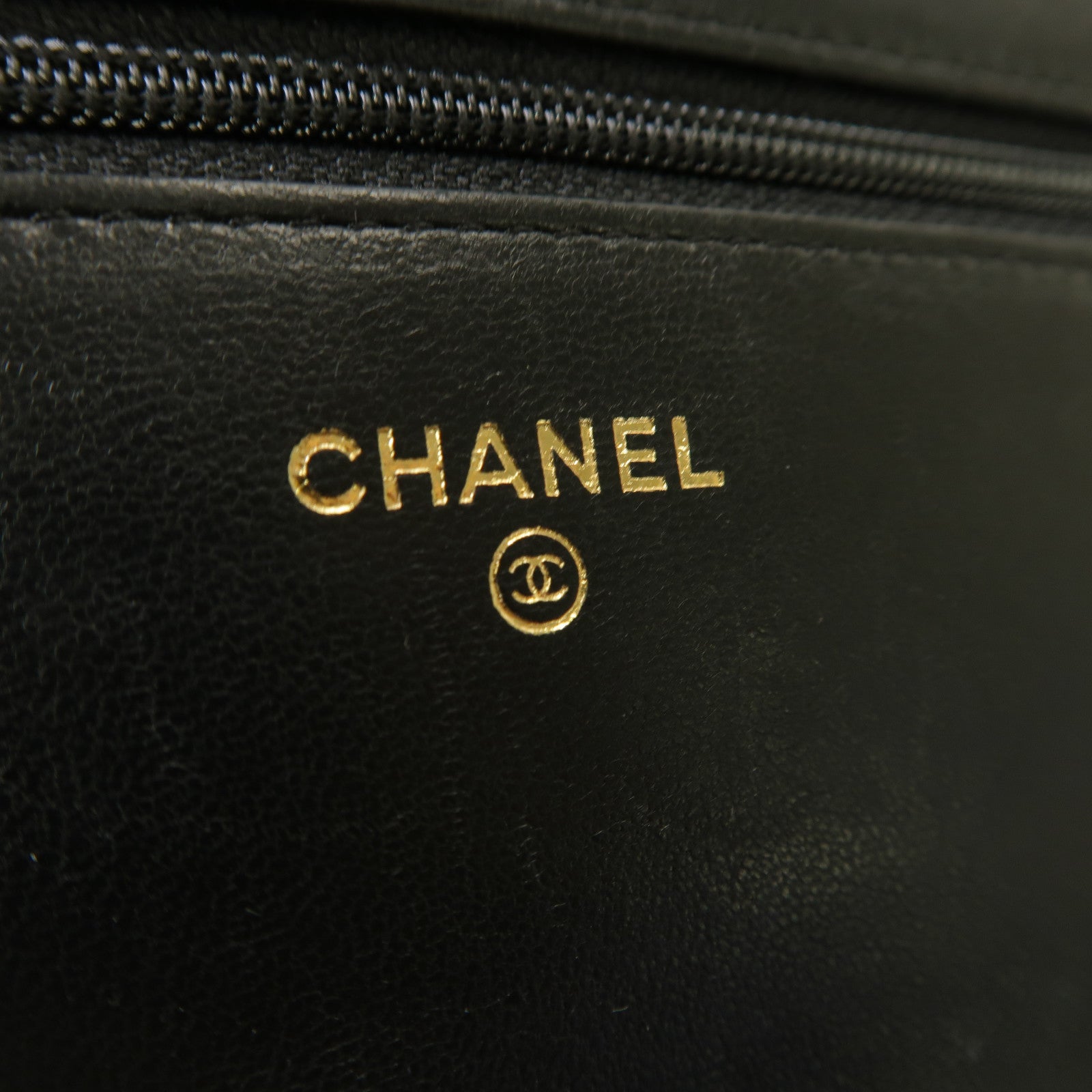 CHANEL 菱格羊皮皮革Wallet On Chain金扣鏈帶肩背袋黑色
