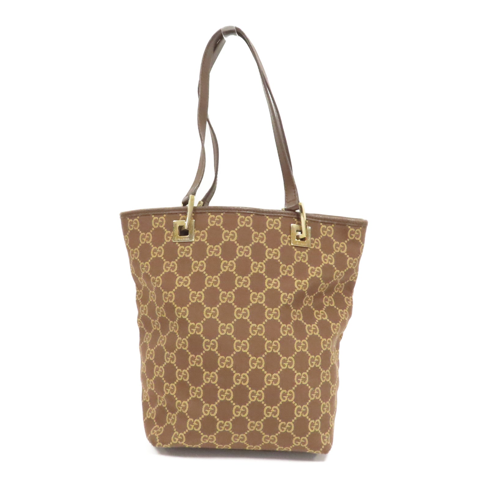 GUCCI 帆布Hand Bag金扣手挽袋啡色