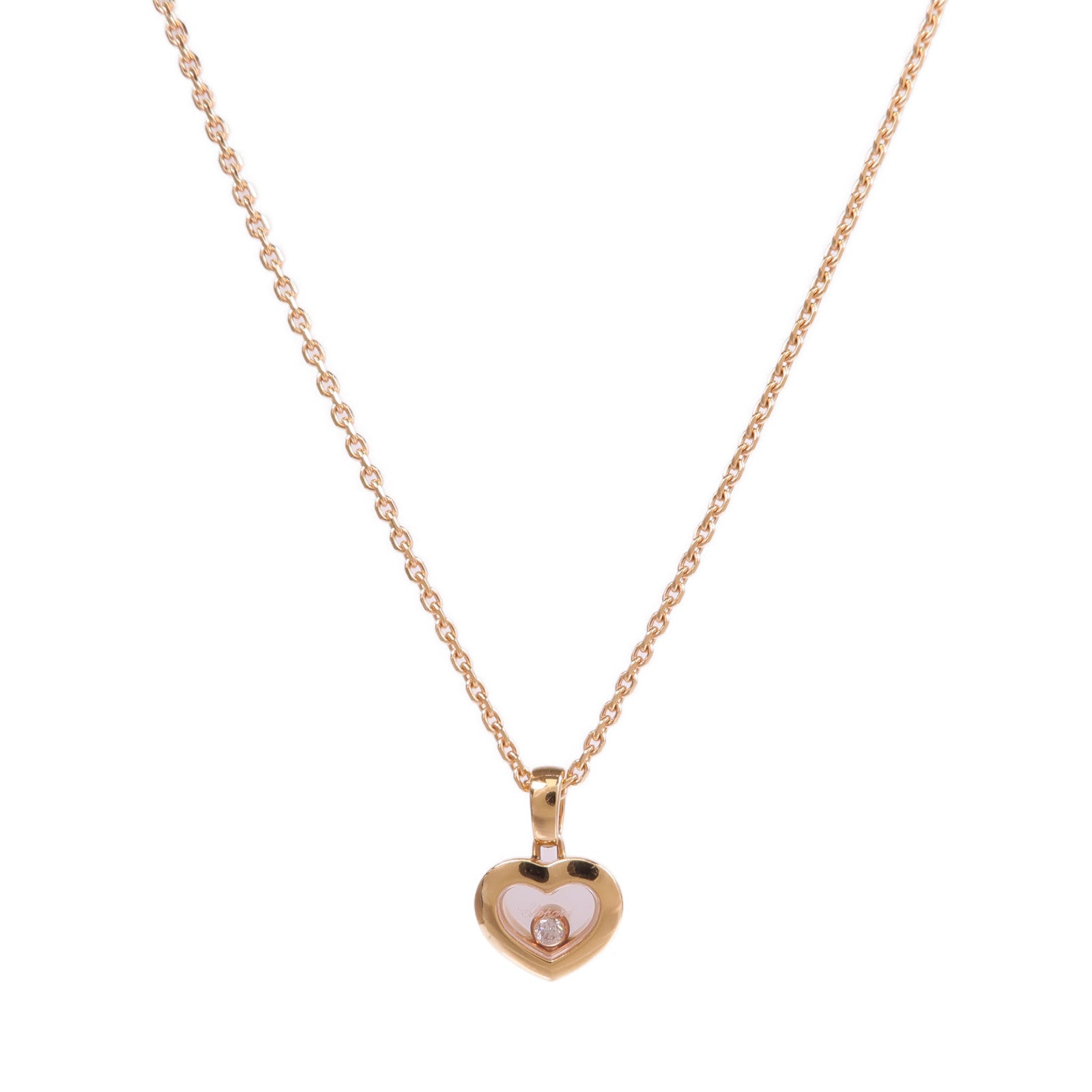 Chopard 18K玫瑰金Happy Diamonds Necklace鑽石項鍊