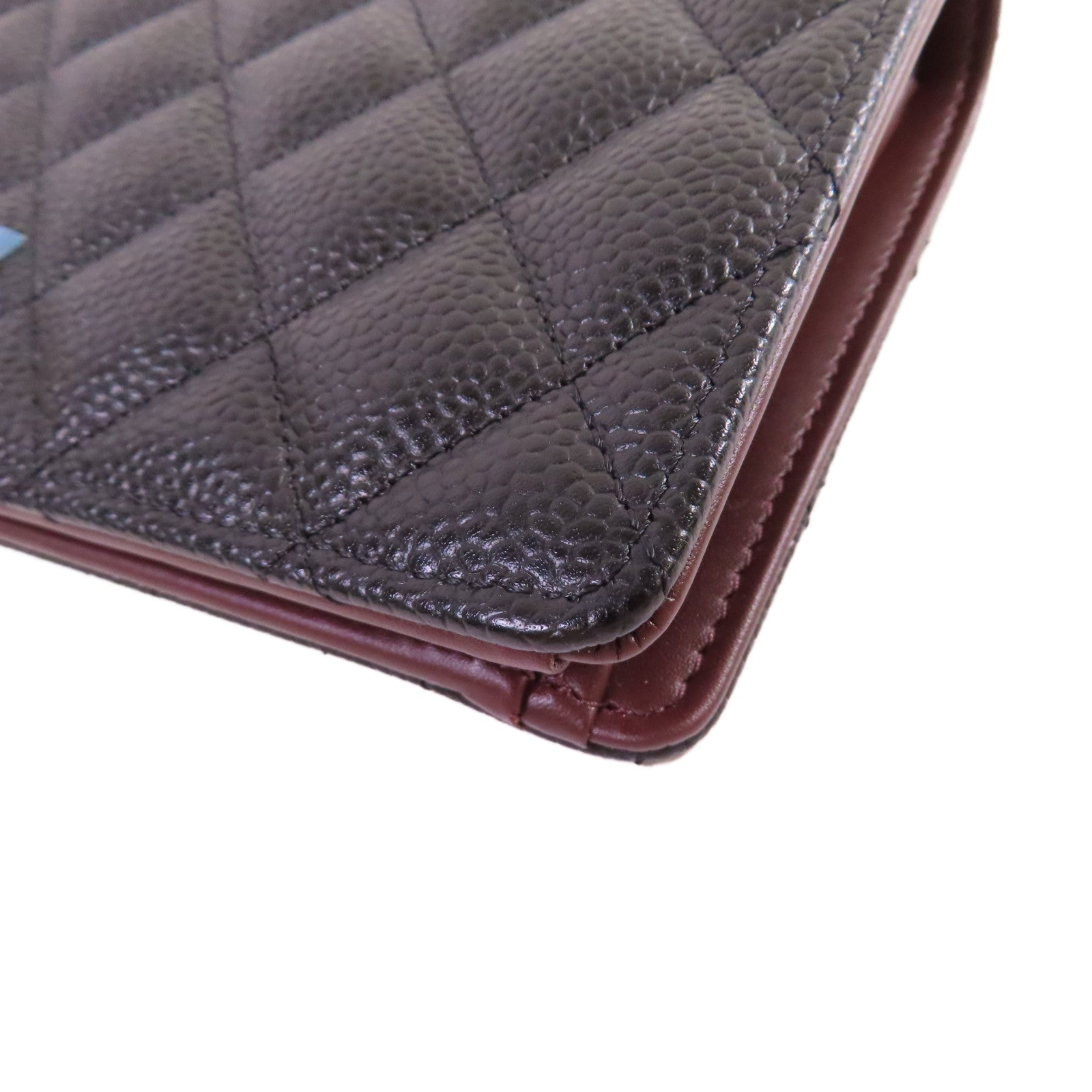 CHANEL 菱格Caviar皮革Long Wallet金扣長錢包黑色