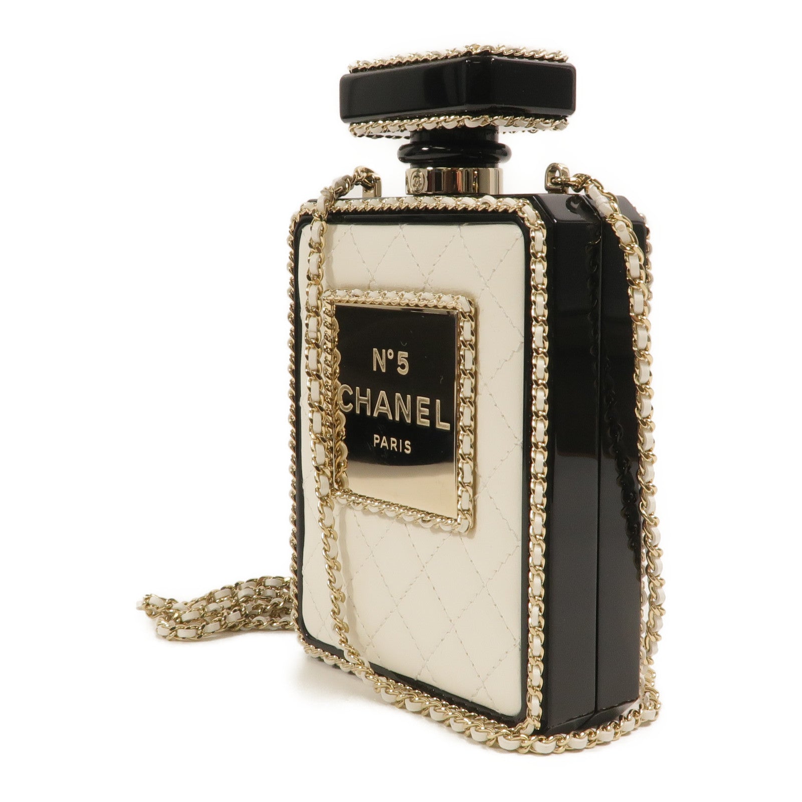 CHANEL 羊皮皮革PVC Chain Shoulder鏈帶肩背袋