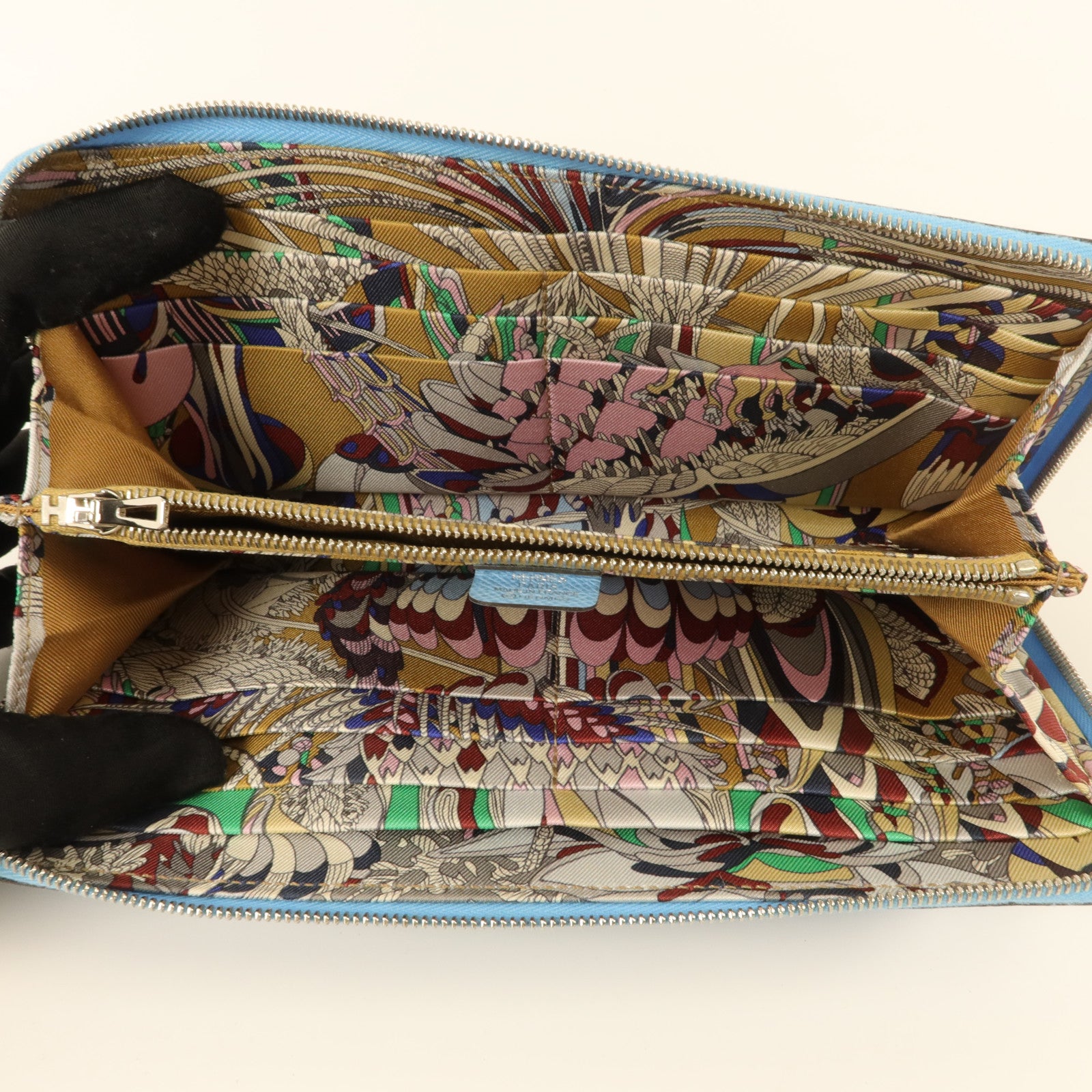 HERMES Epsom皮革Silk In Long Wallet長錢包Celeste