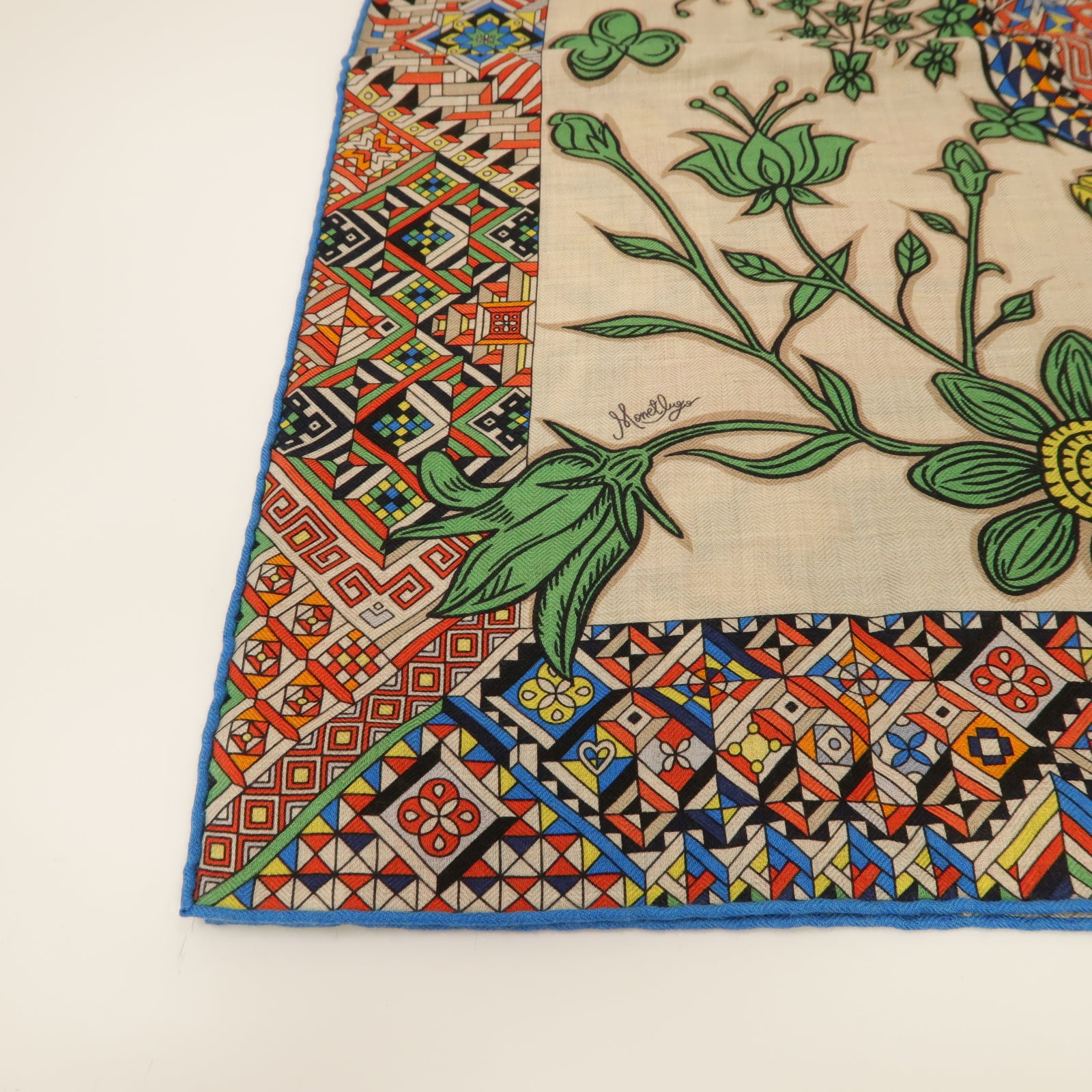 HERMES Cashmere Scarf圍巾米色/藍色/彩色