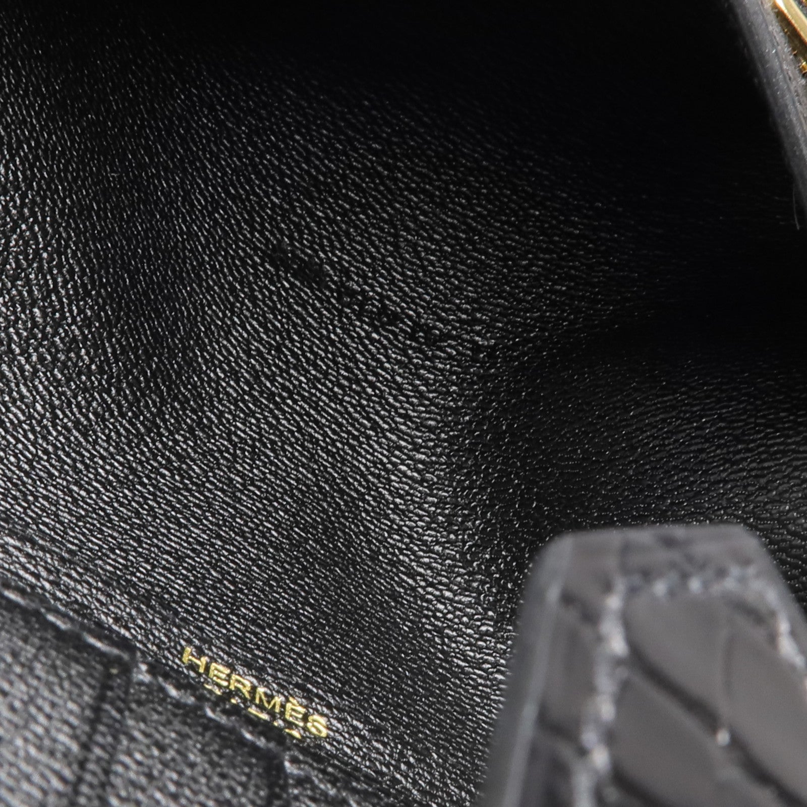 HERMES Alligator皮革/Chevre皮革Bearn Compact Wallet錢包Noir