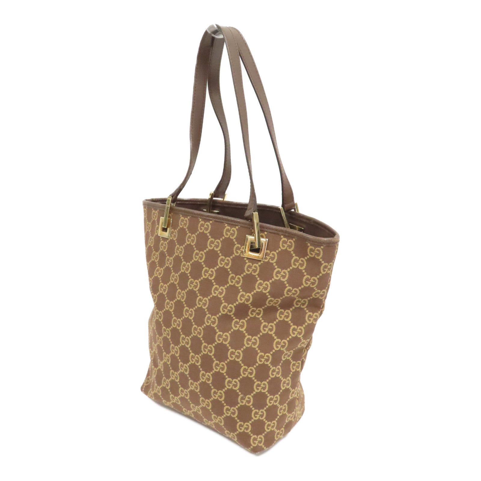 GUCCI 帆布Hand Bag金扣手挽袋啡色