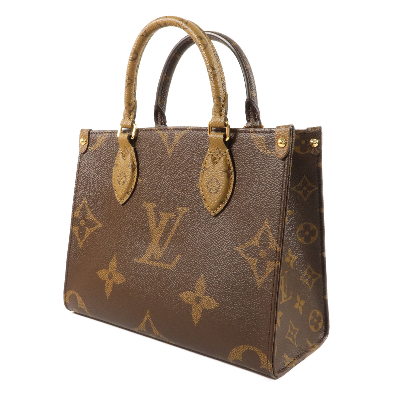 LOUIS VUITTON Monogram Giant OnTheGo PM金扣手挽肩背兩用袋棕色