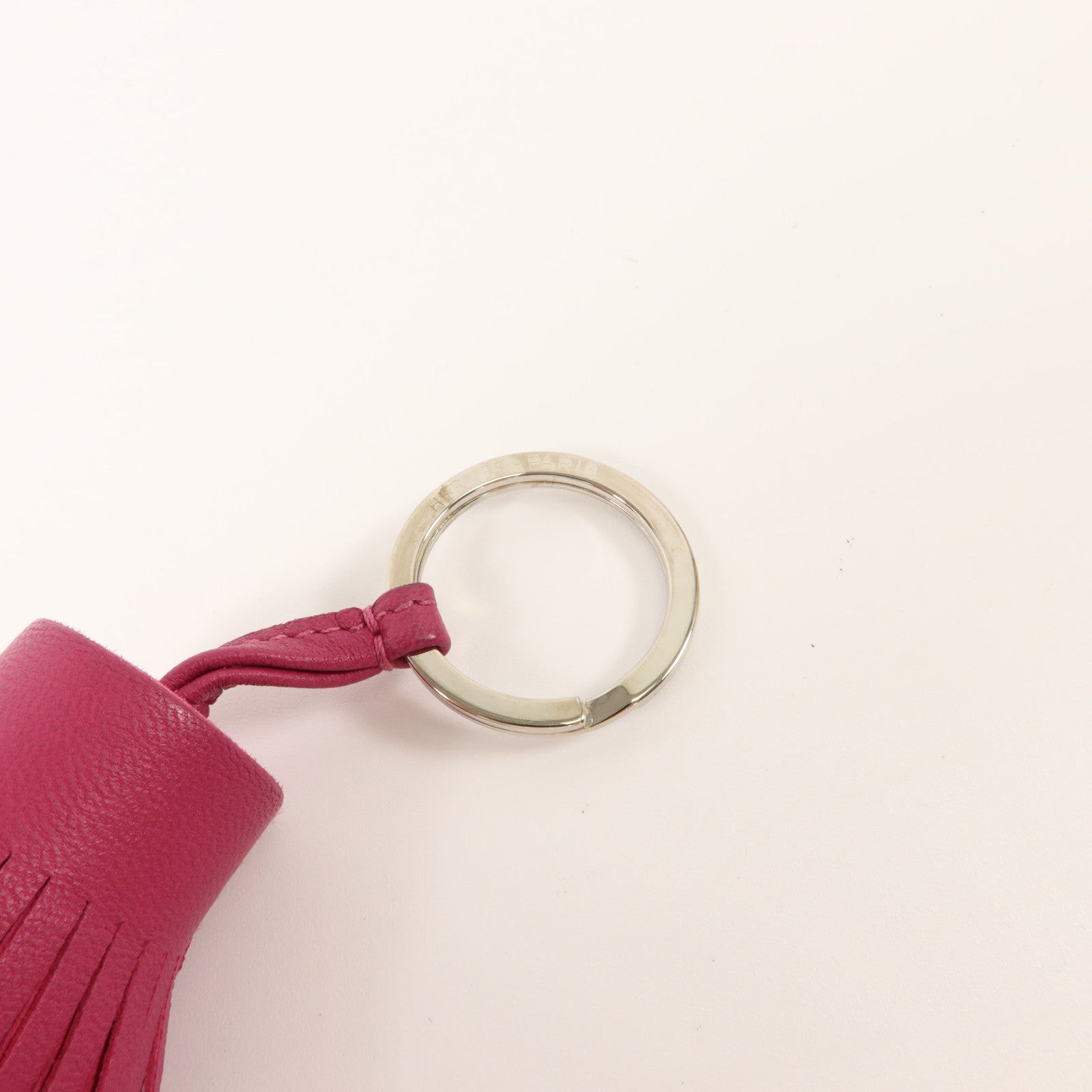 HERMES Milo皮革Carmen Key Ring鎖匙扣Rose Pourpre