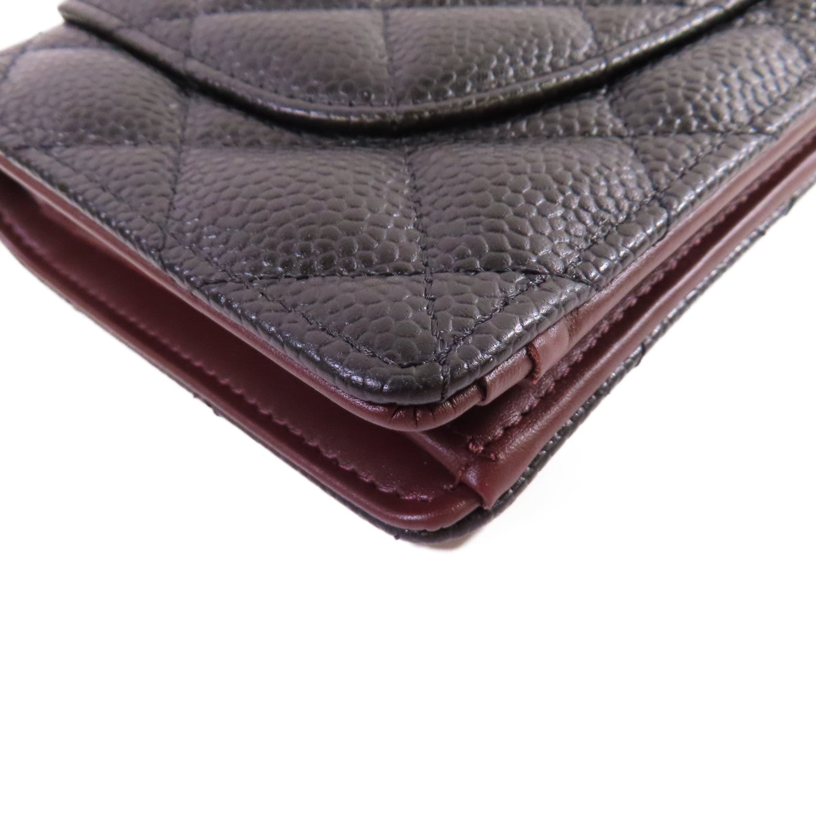CHANEL 菱格Caviar皮革Long Wallet金扣長錢包黑色