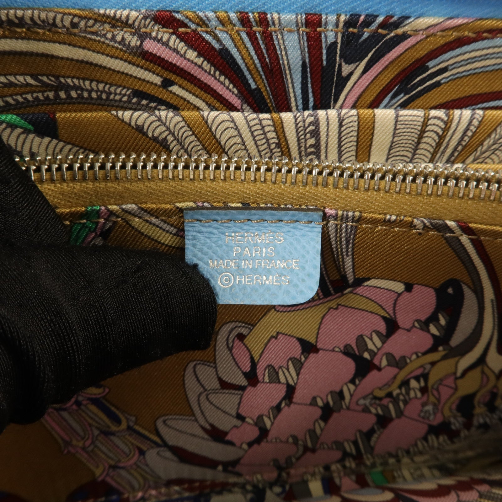 HERMES Epsom皮革Silk In Long Wallet長錢包Celeste
