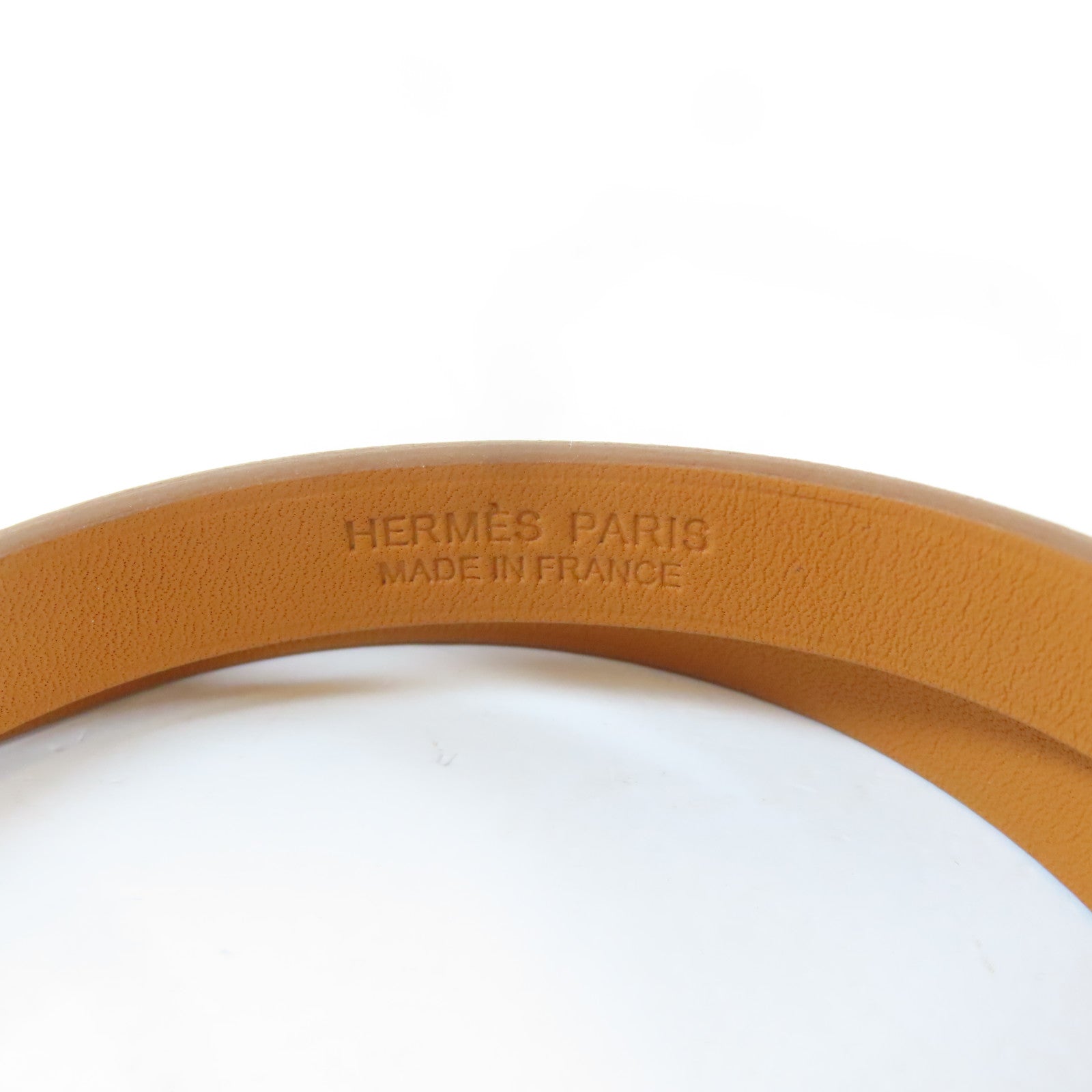 HERMES Swift皮革Kelly Double Tour Bracelet金扣手鐲Nata/米白色#15cm