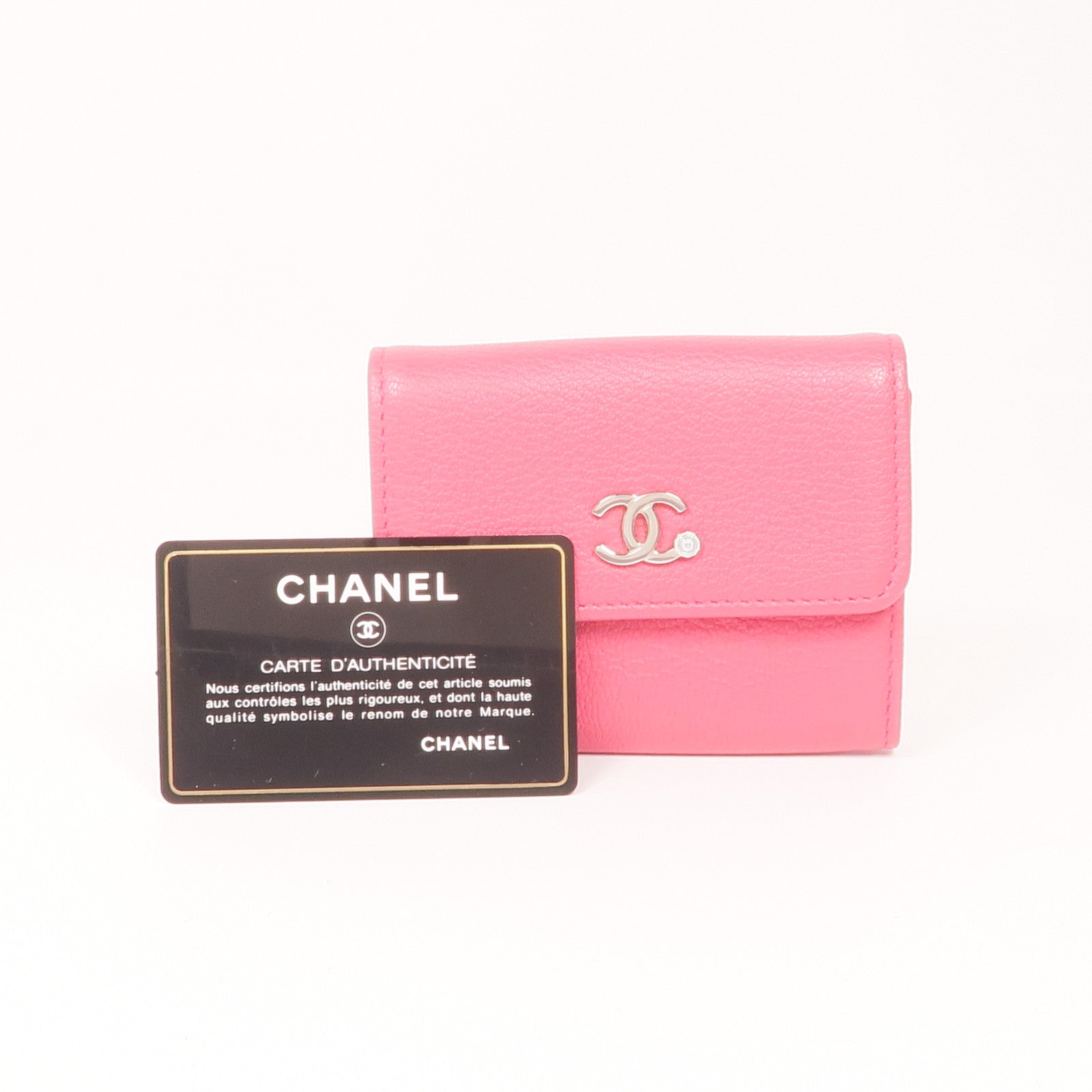 CHANEL 牛皮皮革Wallet銀扣錢包