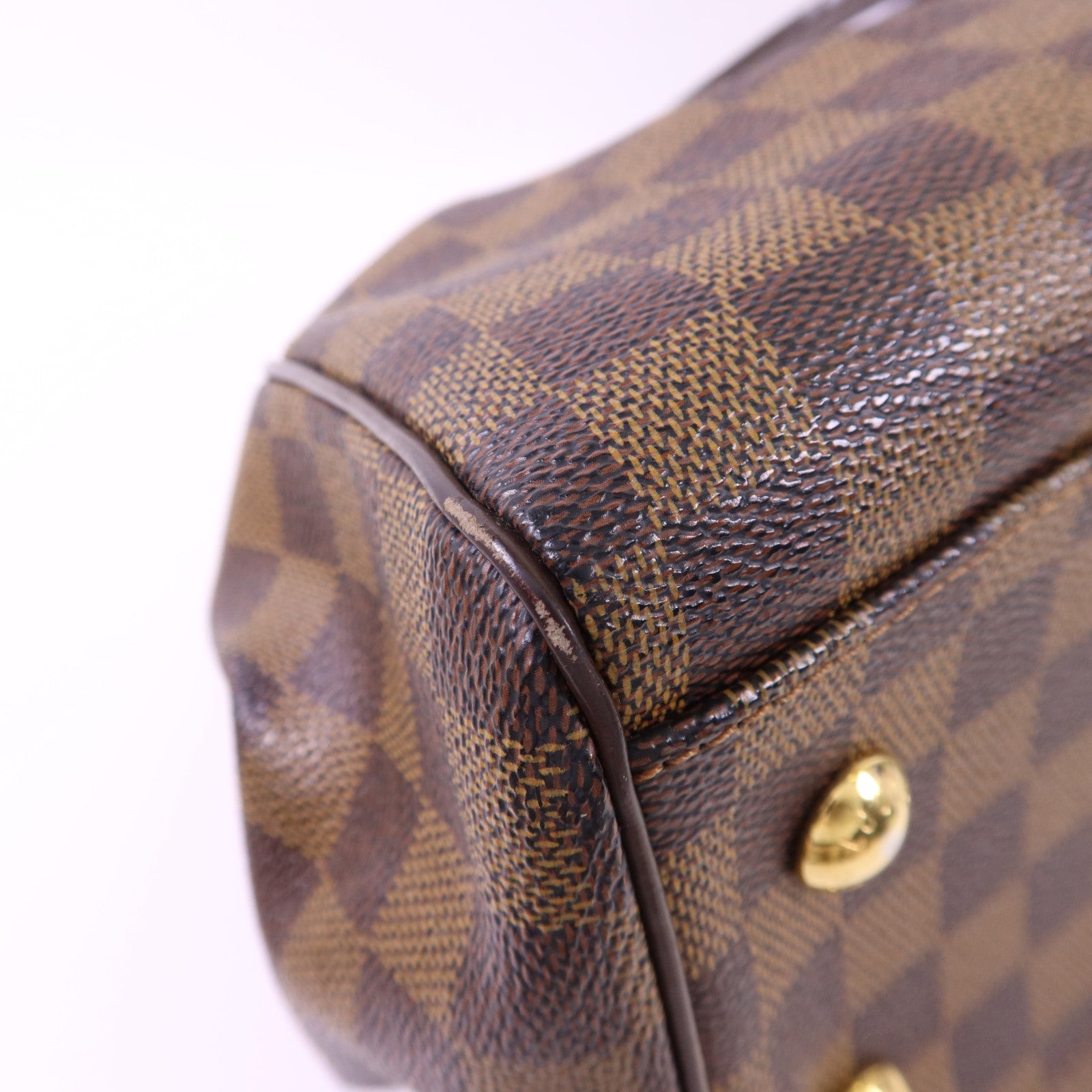 LOUIS VUITTON Damier Trevi PM金扣手挽肩背兩用袋棕色