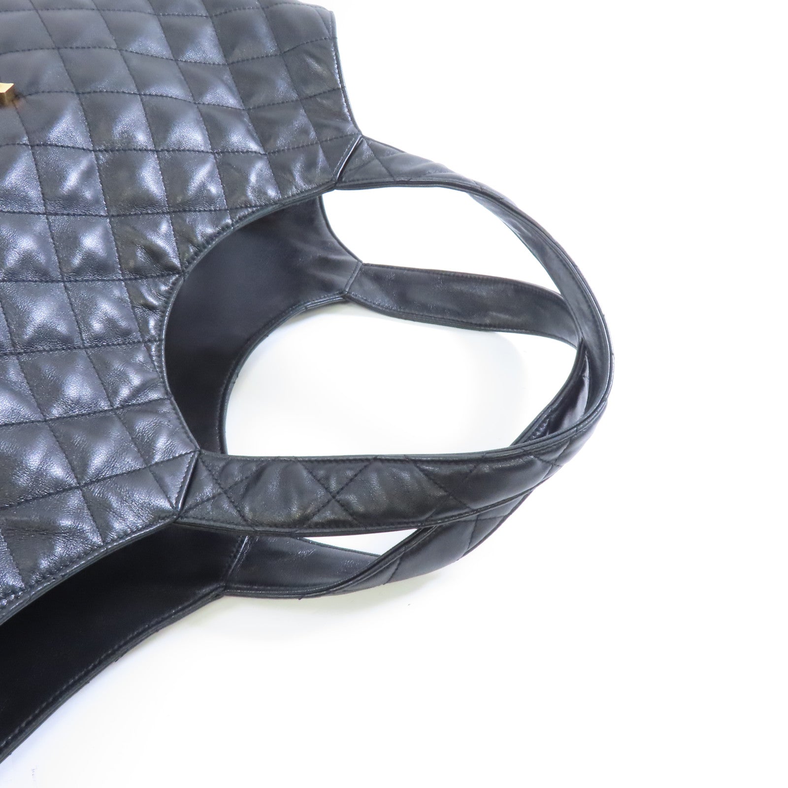 SAINT LAURENT 羊皮皮革Icare Maxi Shopping Bag金扣手挽袋黑色