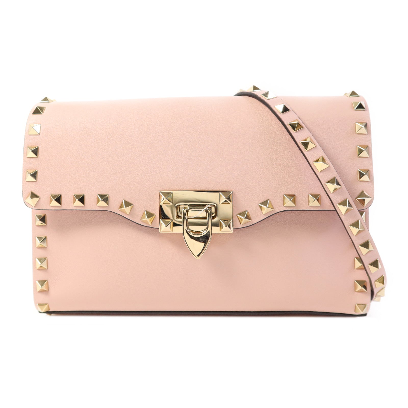 Valentino 牛皮皮革Garavani Rockstud Flap金扣肩背袋