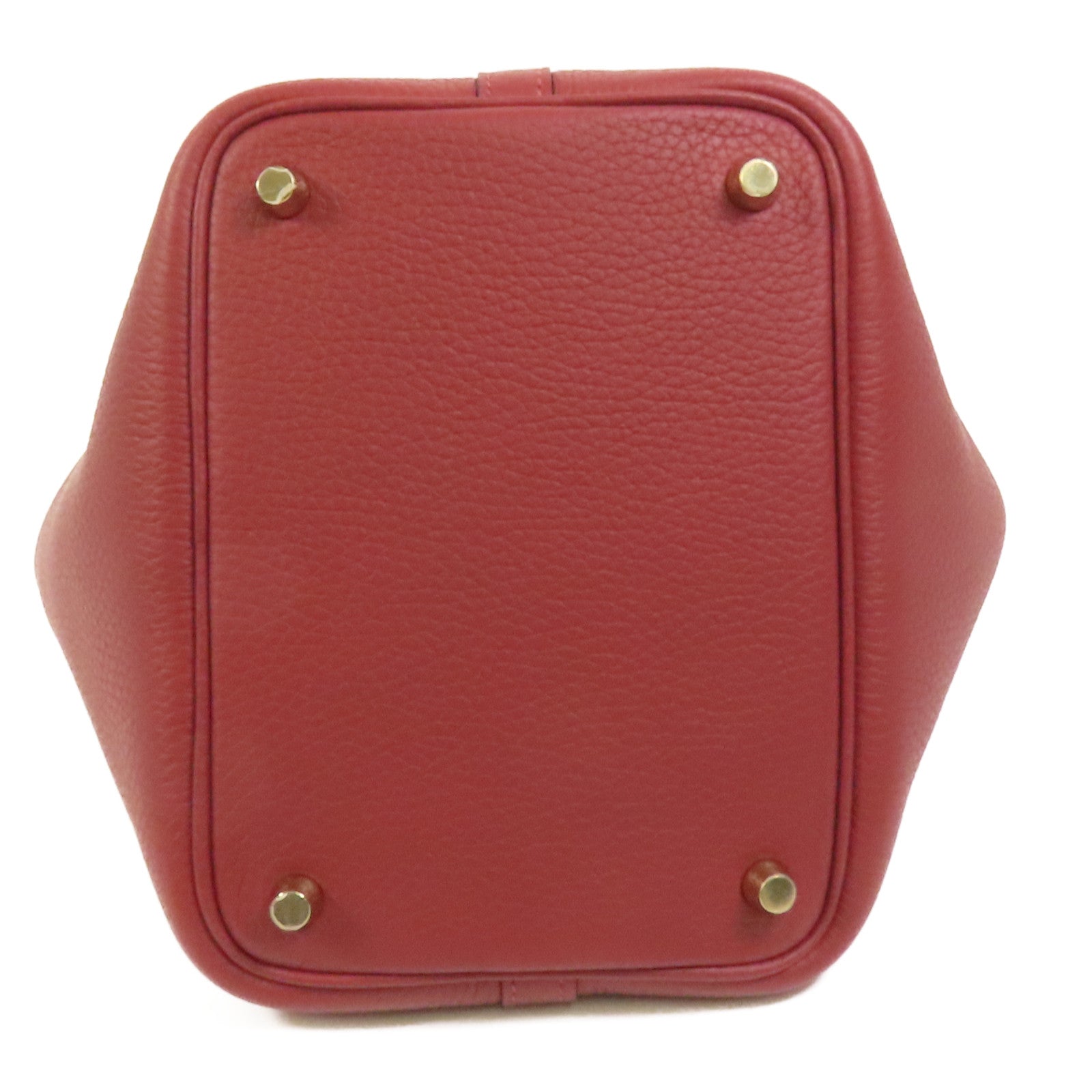HERMES Clemence皮革Picotin PM金扣手挽袋Rouge H