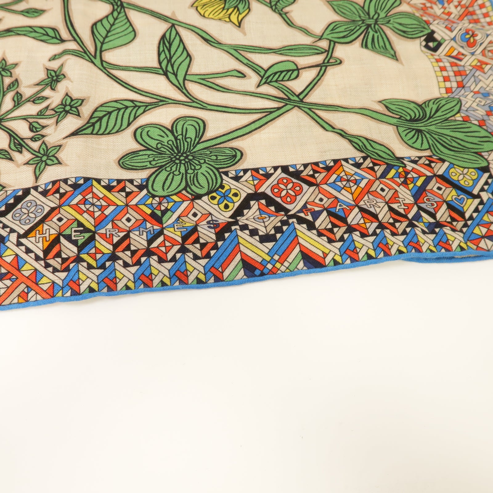 HERMES Cashmere Scarf圍巾米色/藍色/彩色