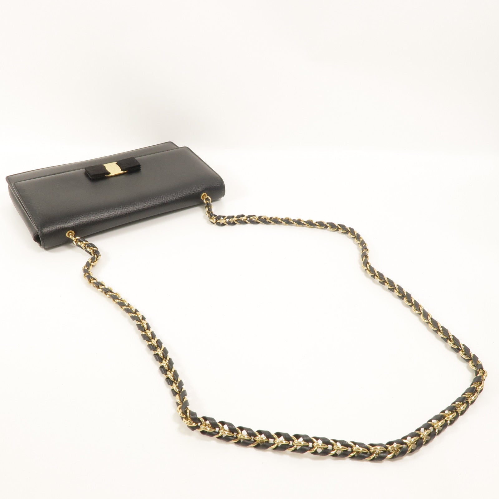 Salvatore Ferragamo 牛皮皮革Chain Shoulder鏈帶肩背袋