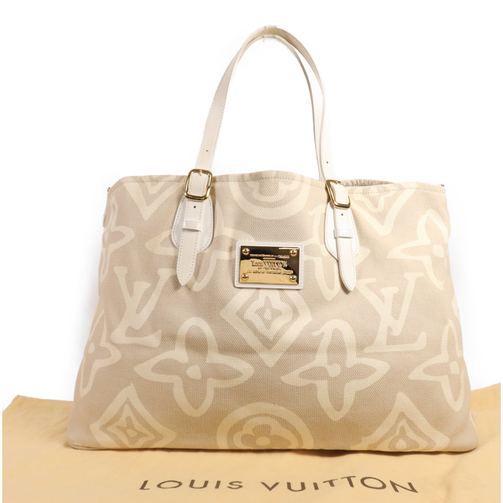 LOUIS VUITTON 帆布Tahitienne GM金扣肩背袋