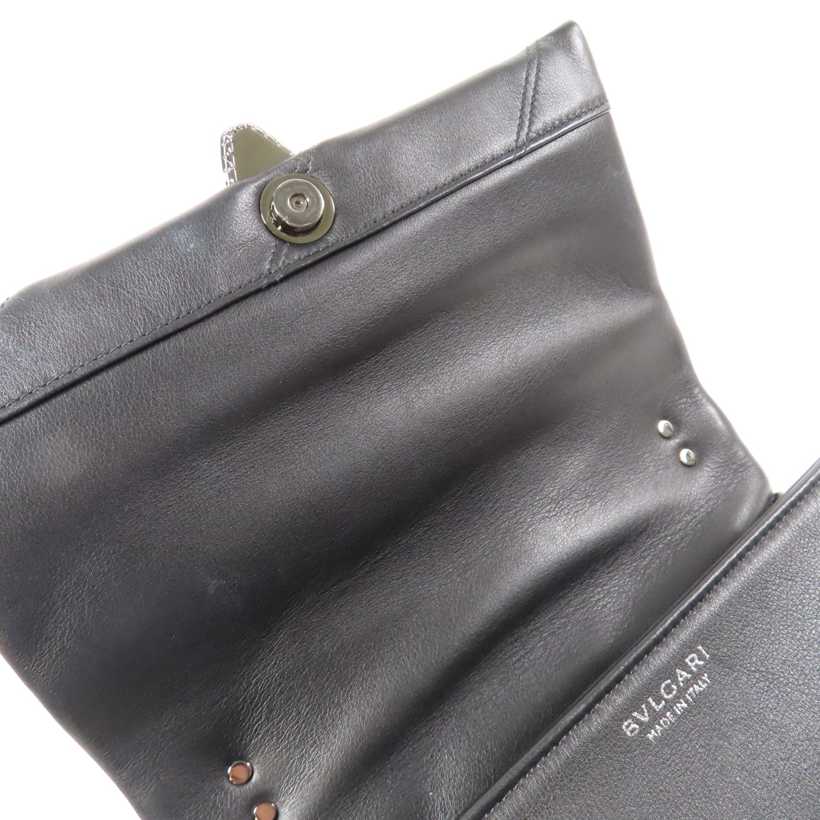 BVLGARI 【激減優惠】羊皮皮革Chain Shoulder銀扣鏈帶手挽肩背兩用袋