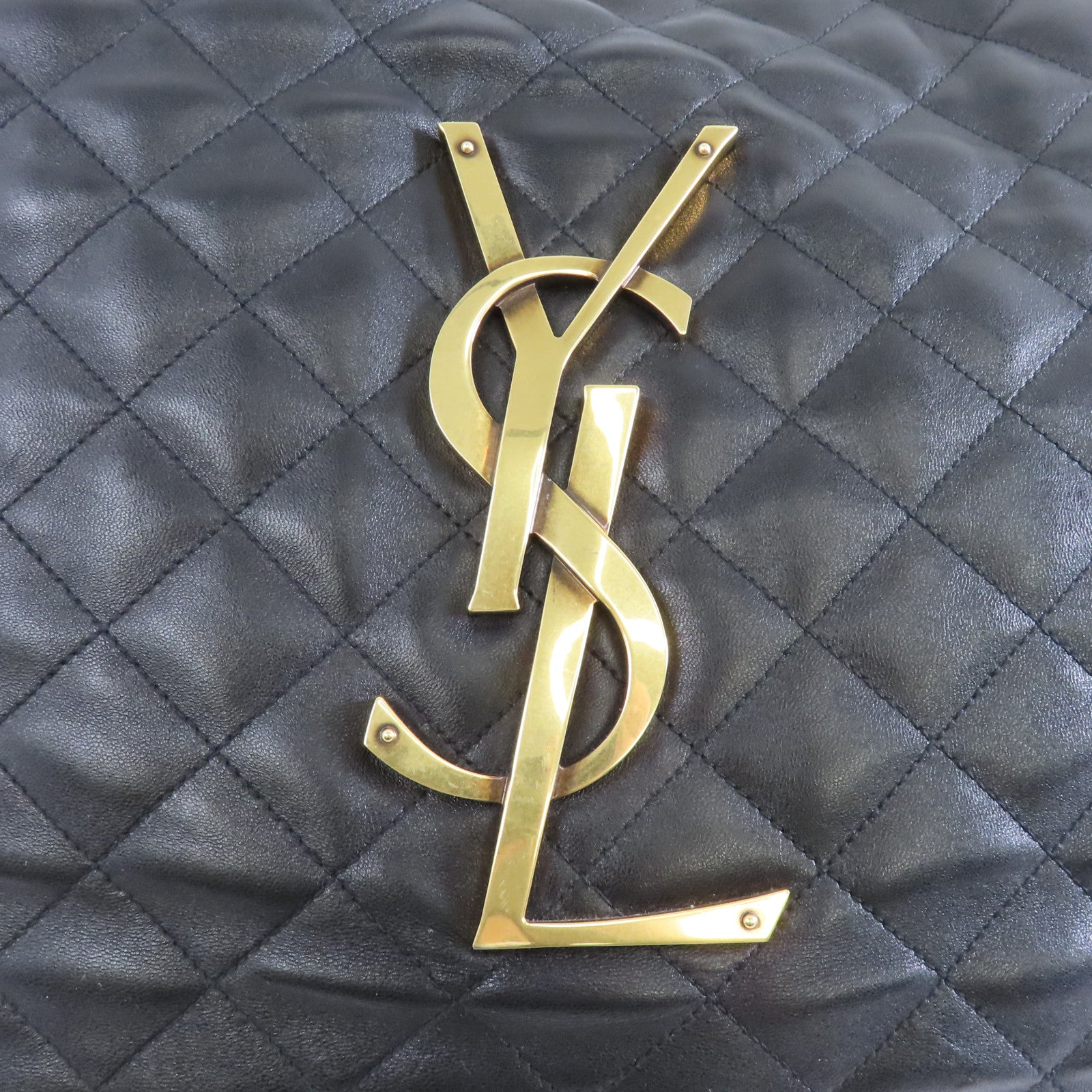 SAINT LAURENT 羊皮皮革Icare Maxi Shopping Bag金扣手挽袋黑色