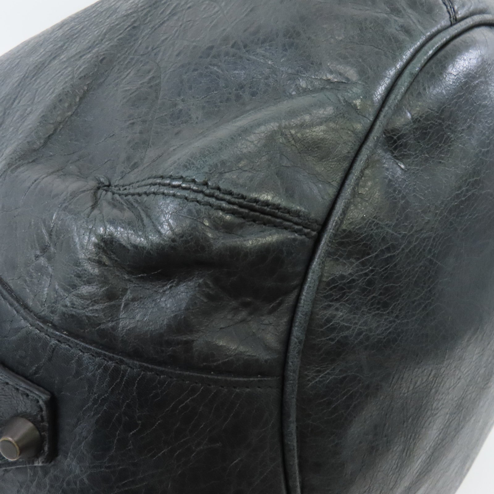 BALENCIAGA 皮革2 Way Shoulder金扣手挽肩背兩用袋深灰色