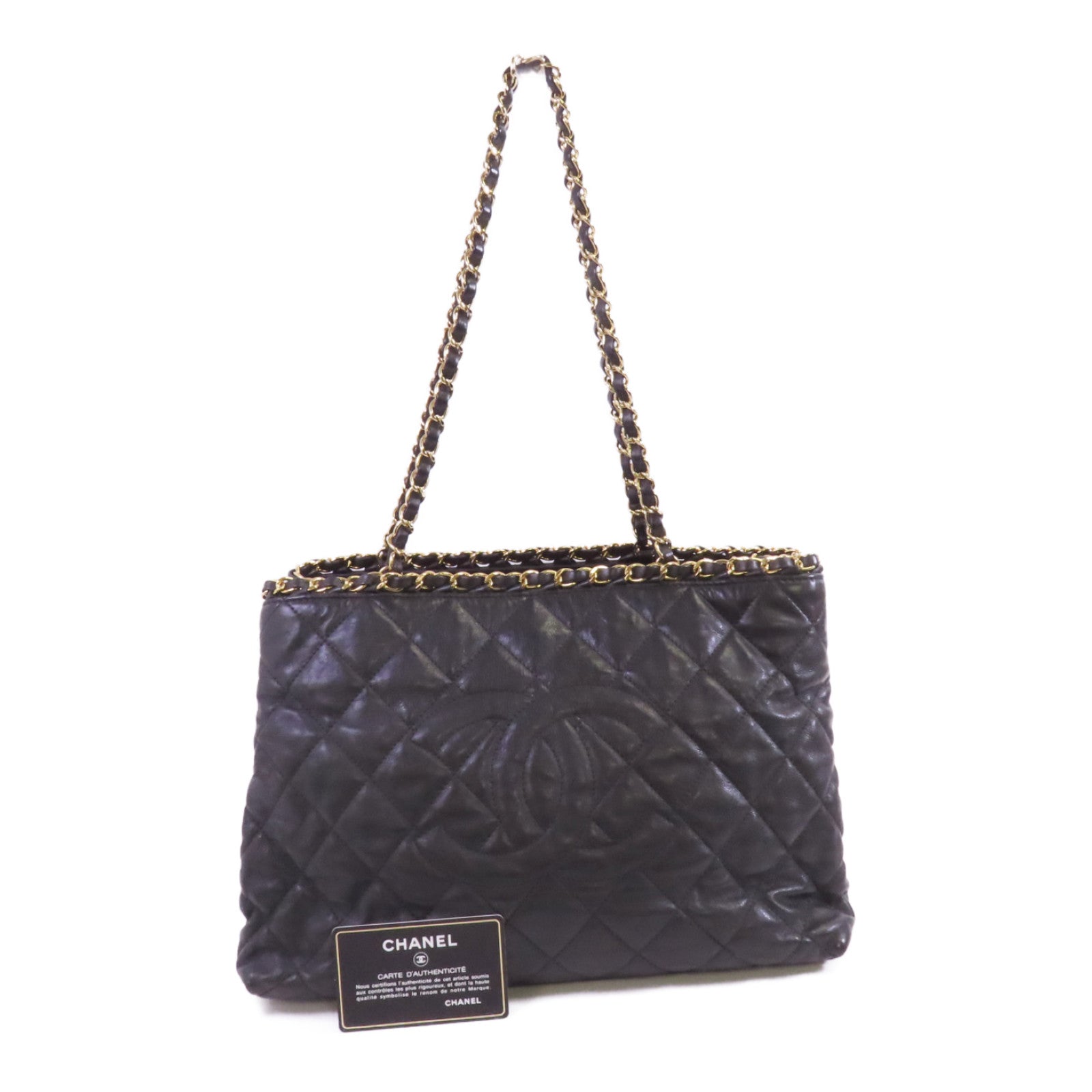 CHANEL 牛皮皮革Chain Around Tote金扣鏈帶肩背袋