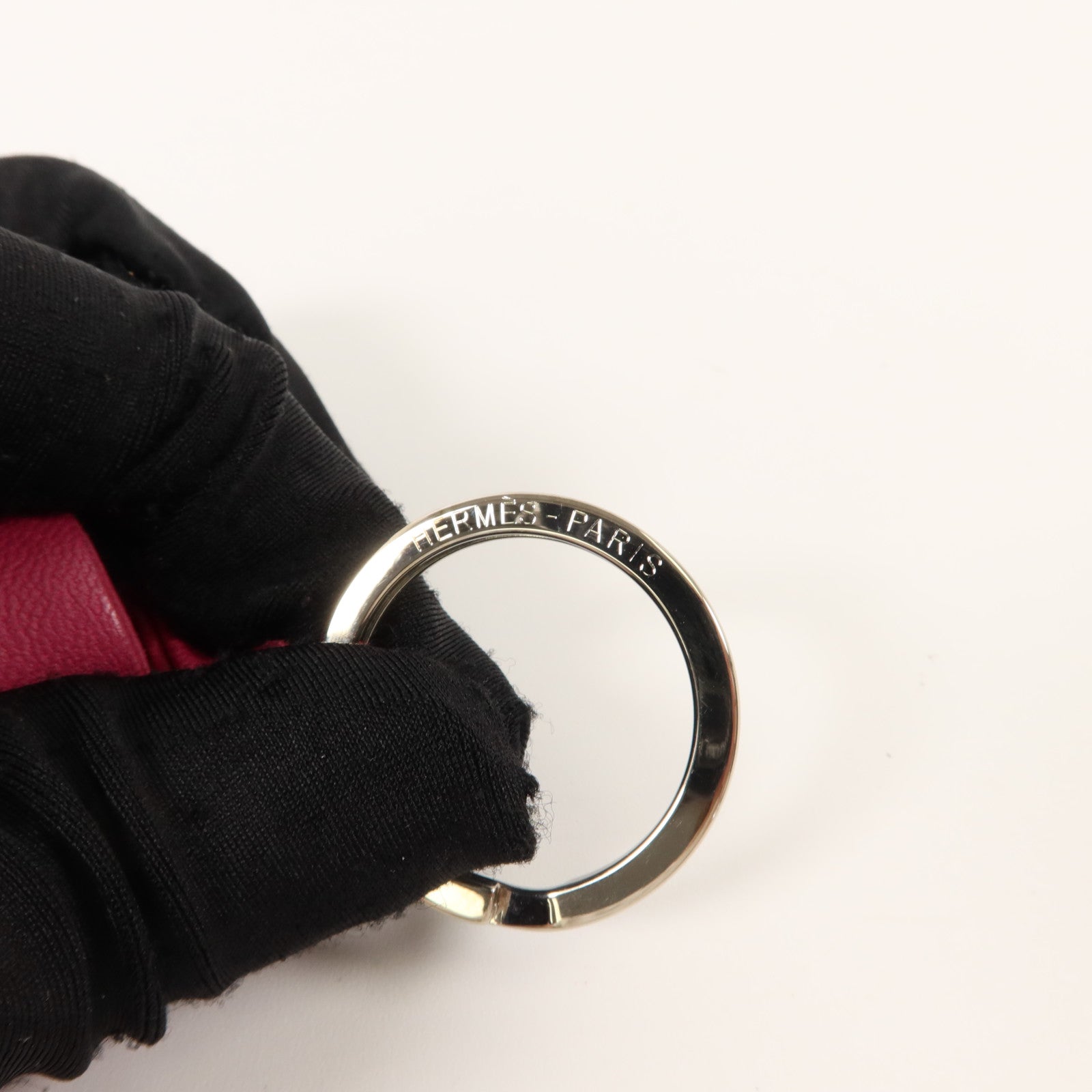 HERMES Milo皮革Carmen Key Ring鎖匙扣Rose Pourpre