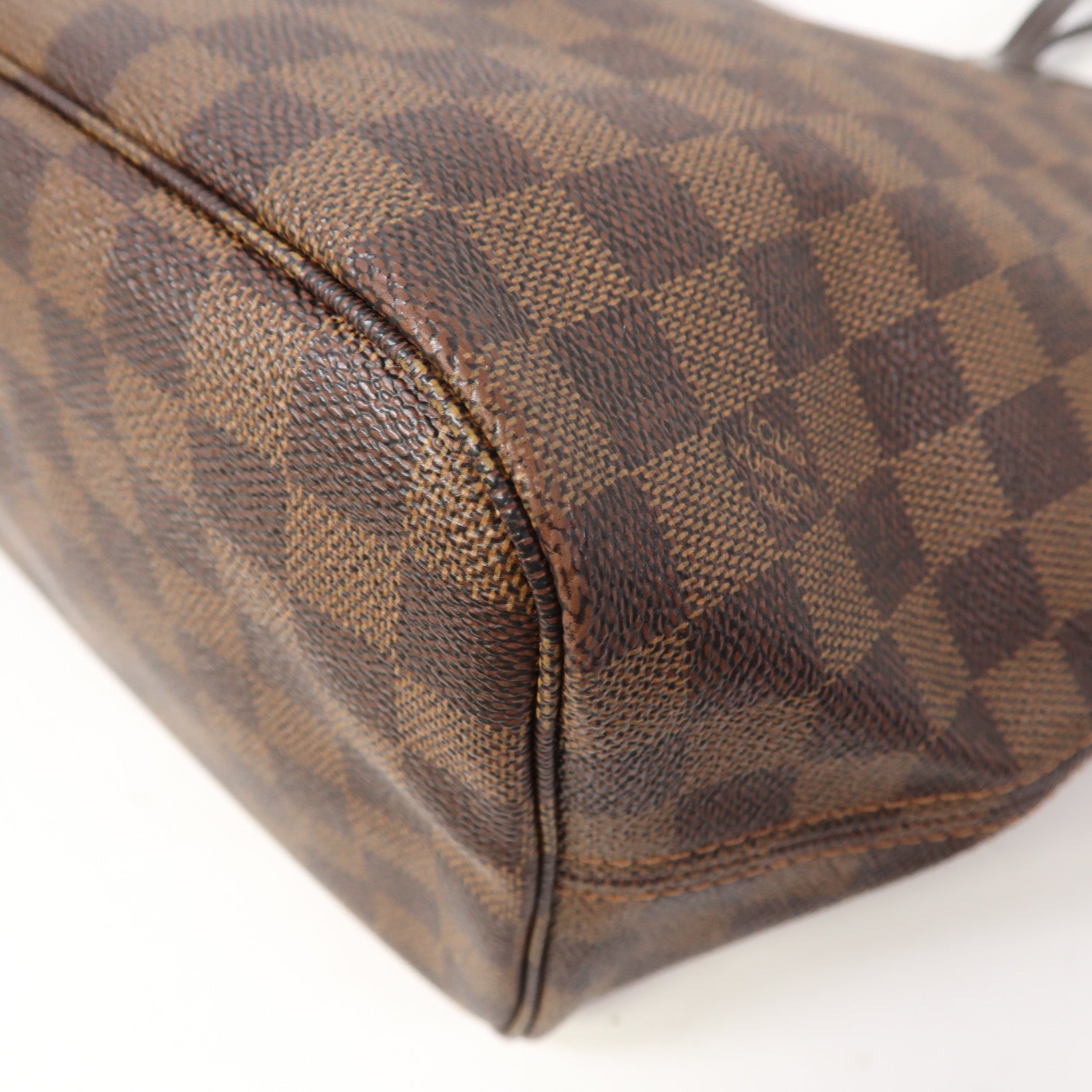 LOUIS VUITTON Damier Ebene Neverfull MM金扣手挽袋啡色