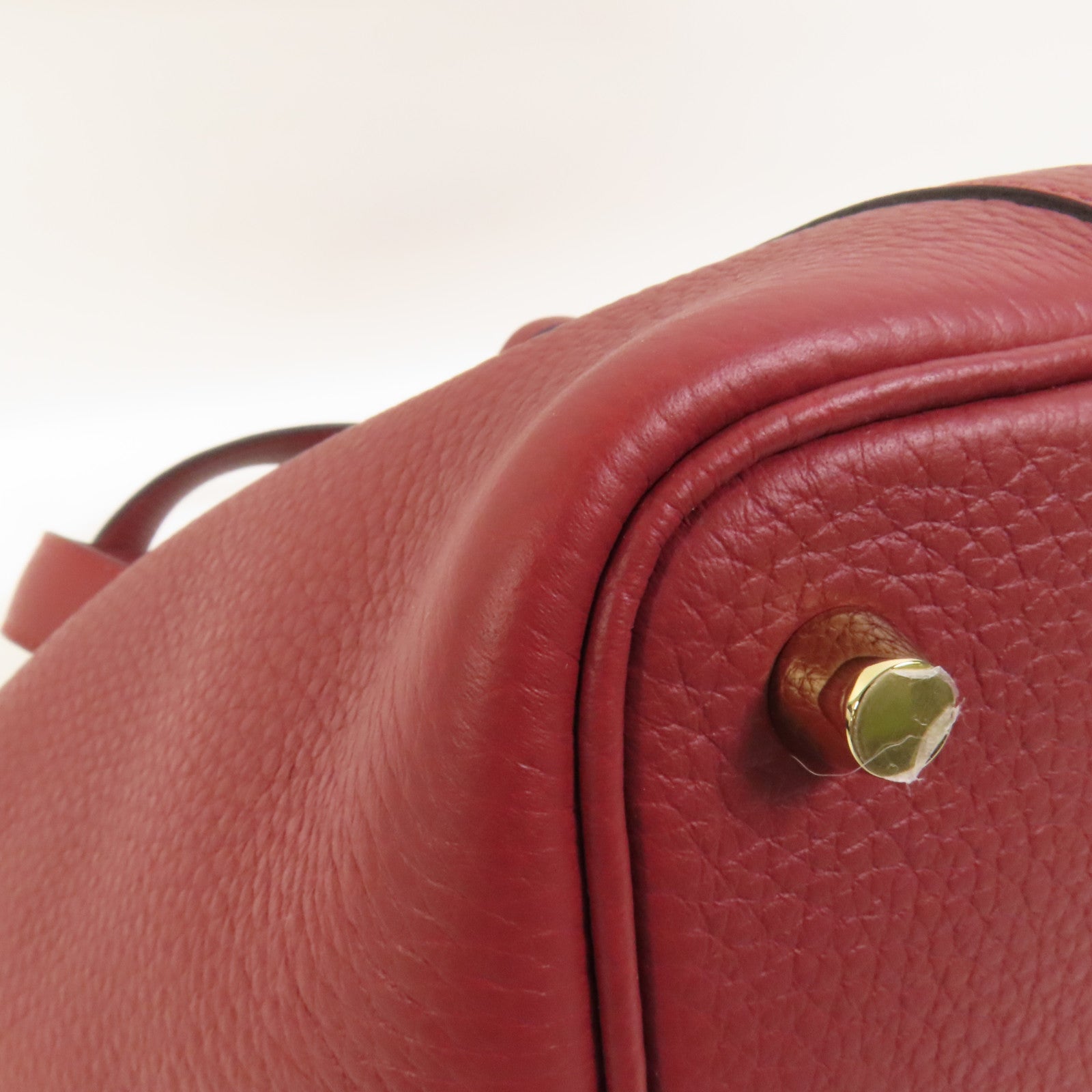 HERMES Clemence皮革Picotin PM金扣手挽袋Rouge H