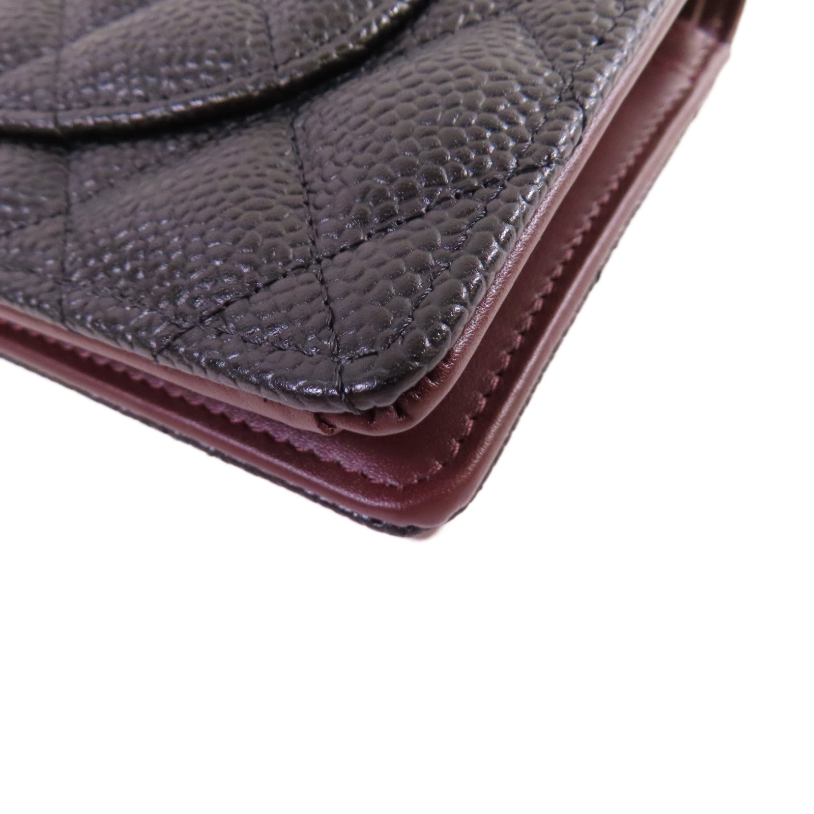 CHANEL 菱格Caviar皮革Long Wallet金扣長錢包黑色