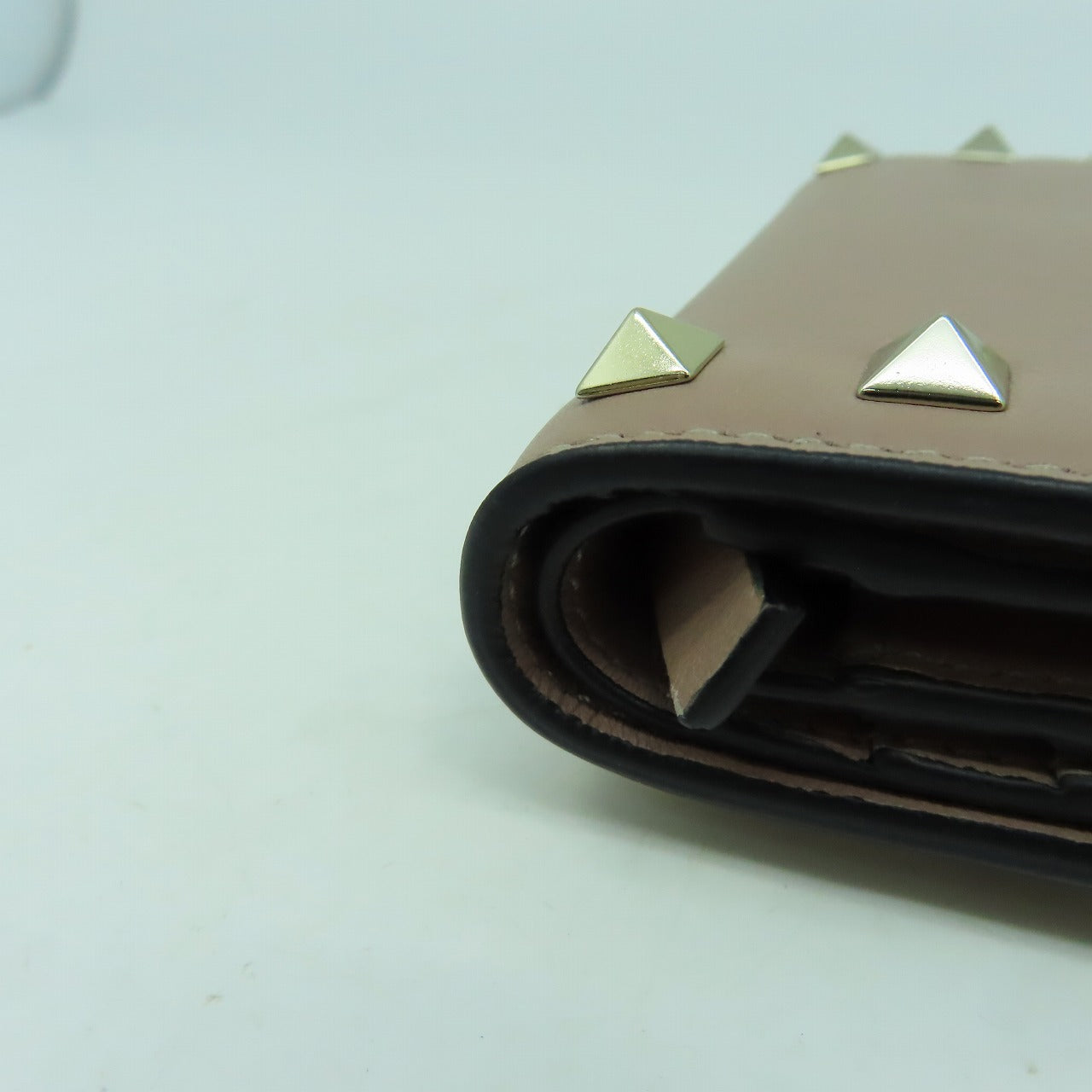 Valentino 【激減優惠】牛皮皮革Wallet金扣錢包暗粉紅色