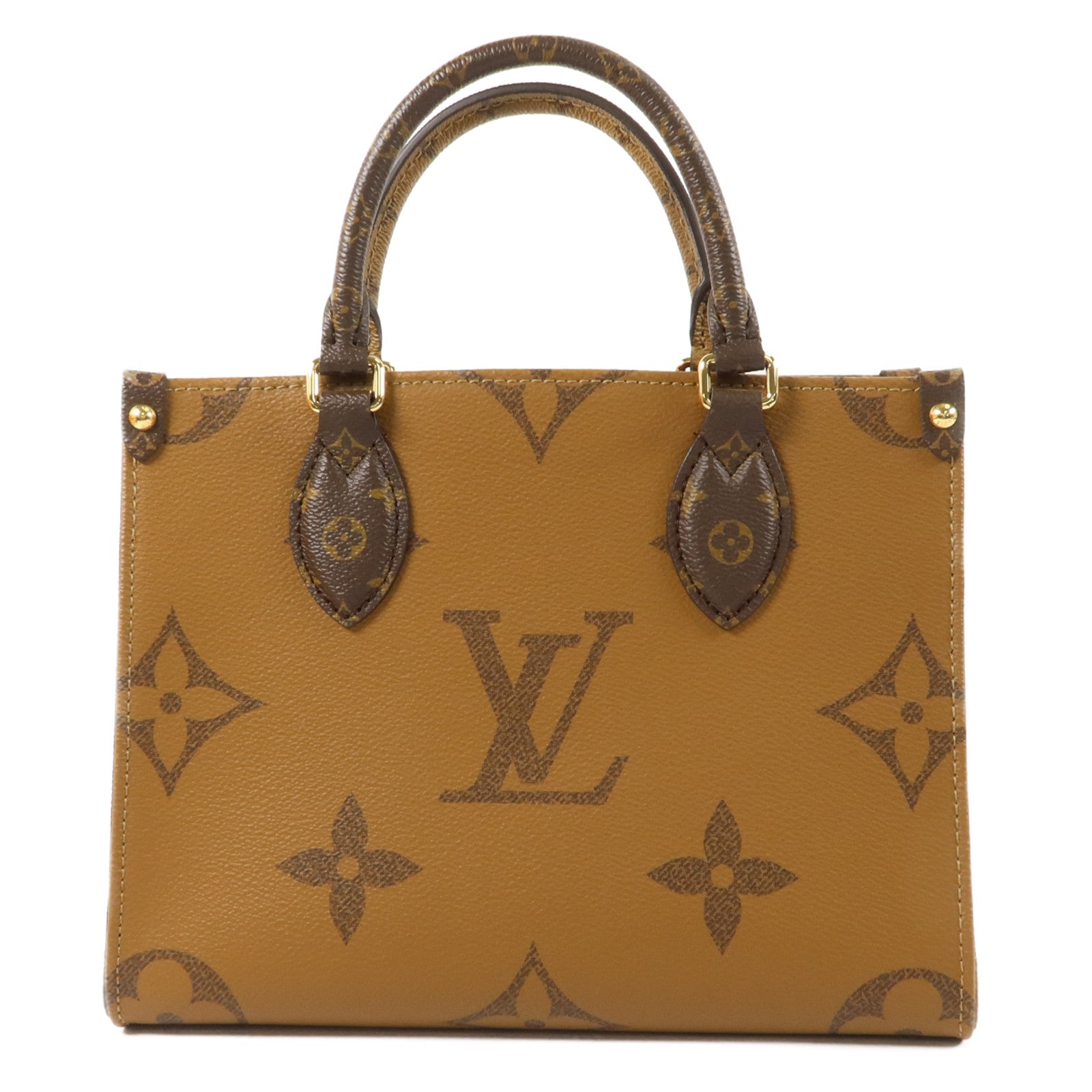 LOUIS VUITTON Monogram Giant OnTheGo PM金扣手挽肩背兩用袋棕色