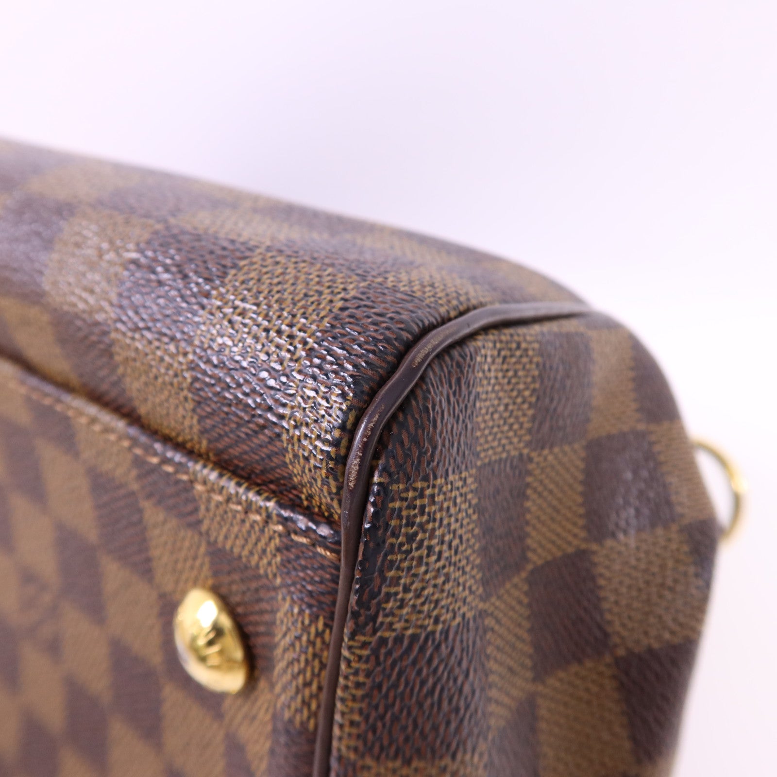 LOUIS VUITTON Damier Trevi PM金扣手挽肩背兩用袋棕色