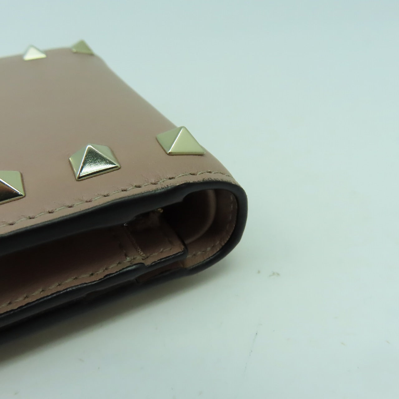 Valentino 【激減優惠】牛皮皮革Wallet金扣錢包暗粉紅色
