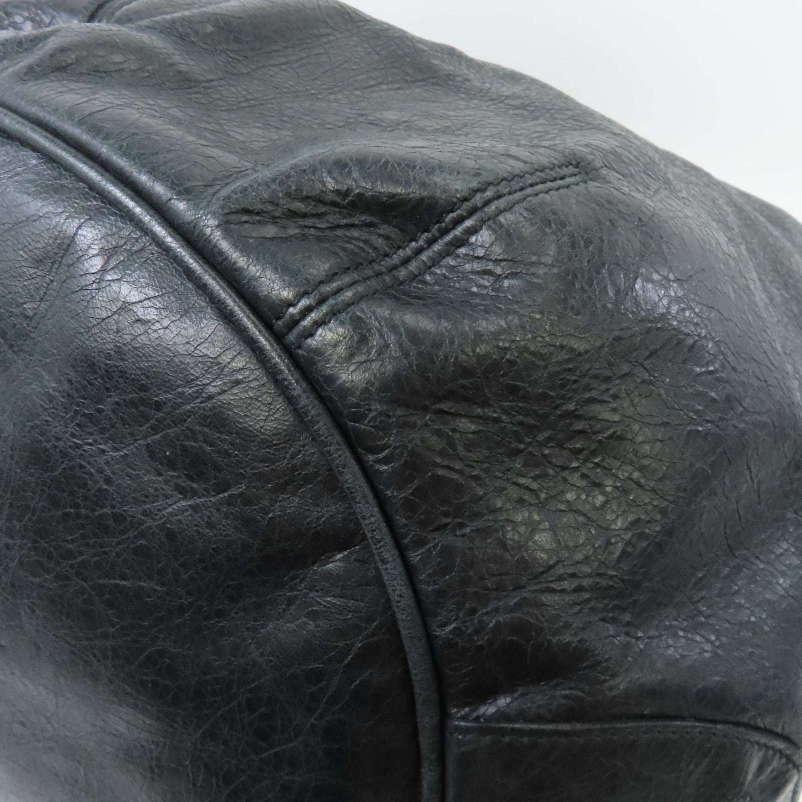 BALENCIAGA 皮革2 Way Shoulder金扣手挽肩背兩用袋深灰色