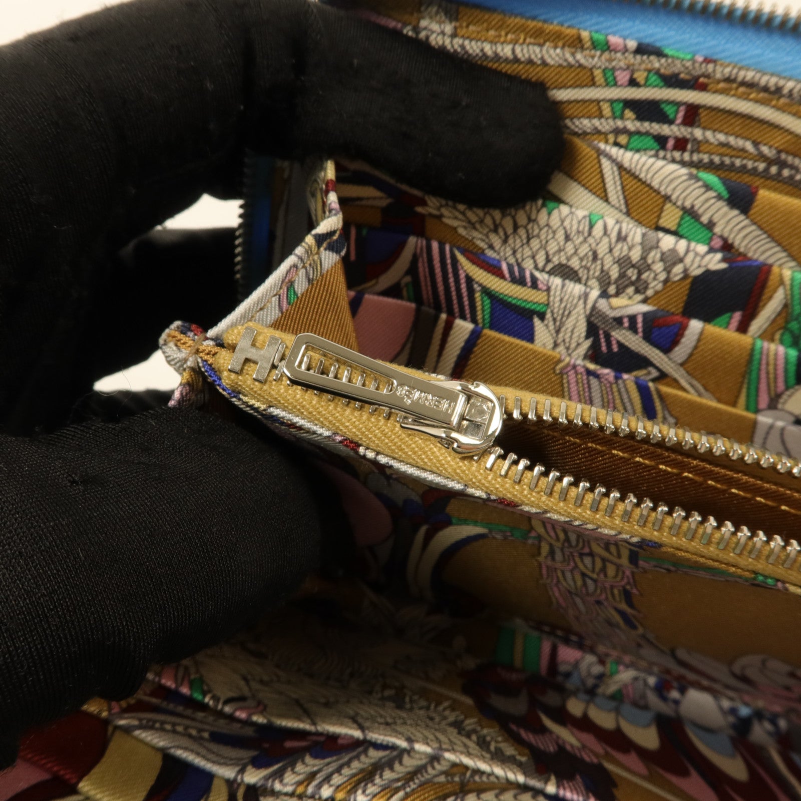 HERMES Epsom皮革Silk In Long Wallet長錢包Celeste