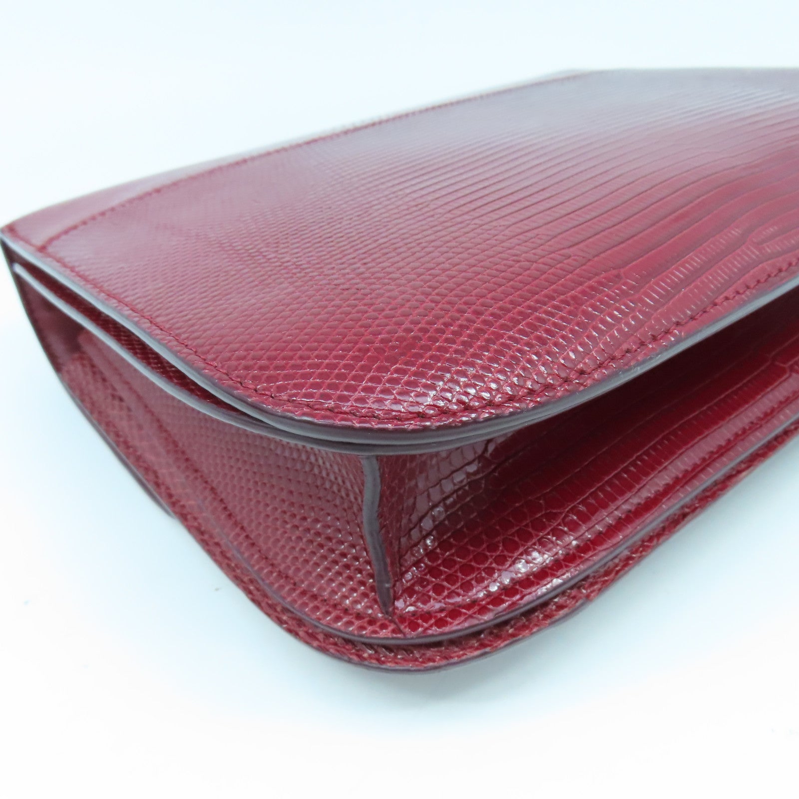 CELINE 【激減優惠】蜥蝪皮革Box Shoulder Bag金扣肩背袋紅色