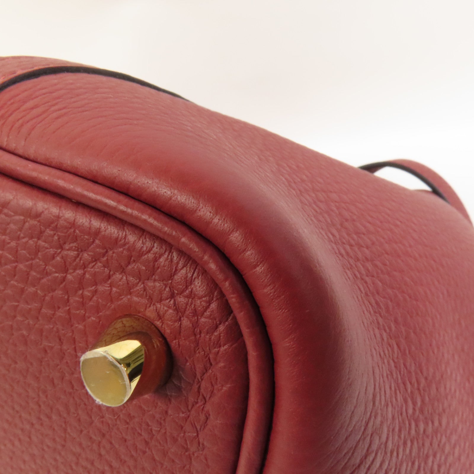 HERMES Clemence皮革Picotin PM金扣手挽袋Rouge H