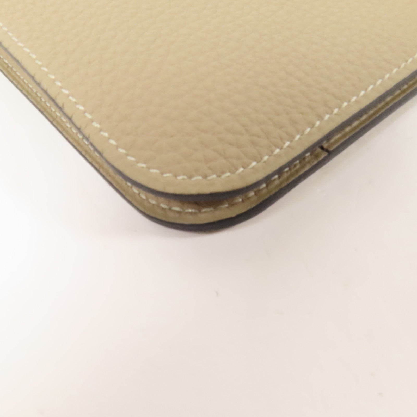 HERMES Clemence皮革Dogon GM金扣長錢包Gris Tourterelle