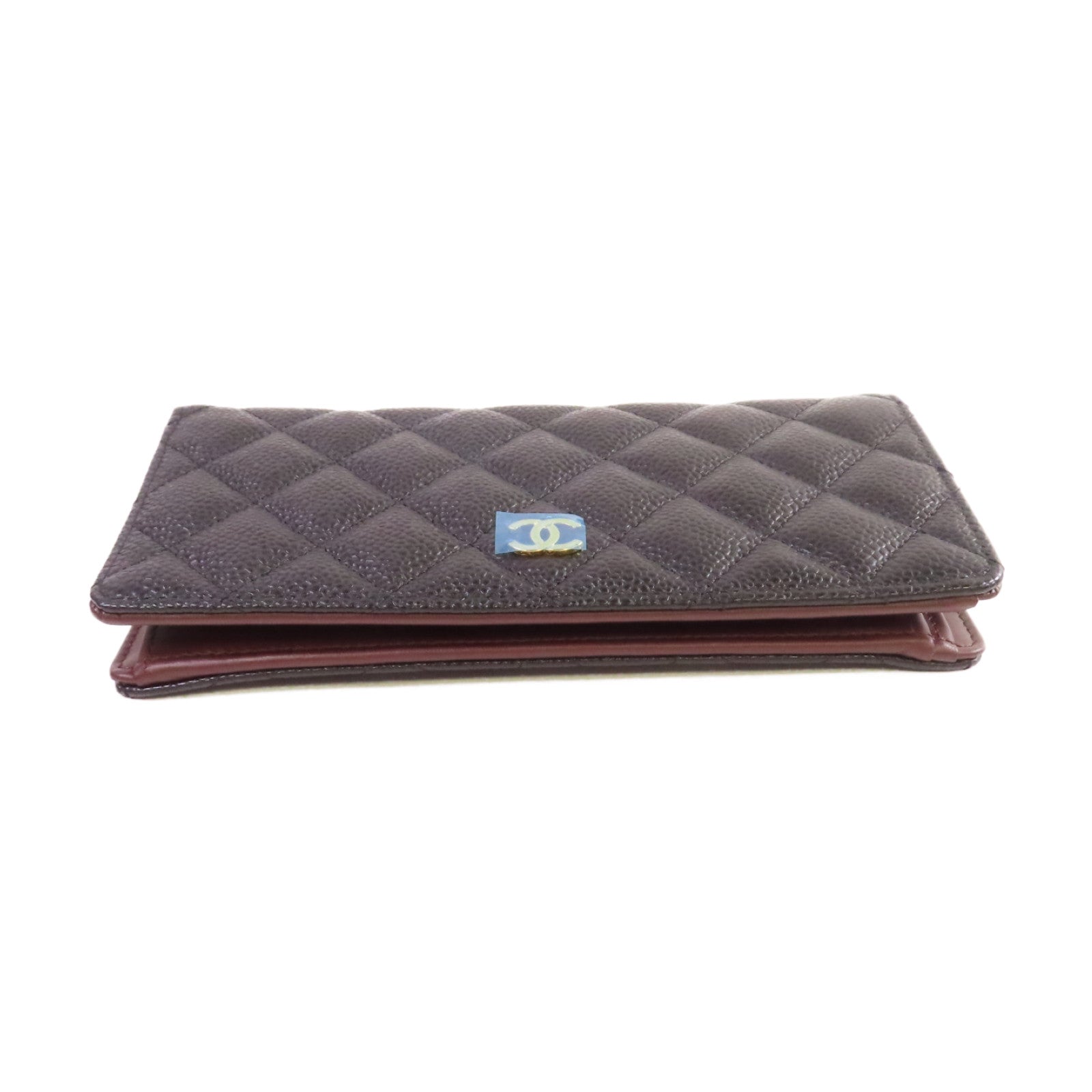 CHANEL 菱格Caviar皮革Long Wallet金扣長錢包黑色